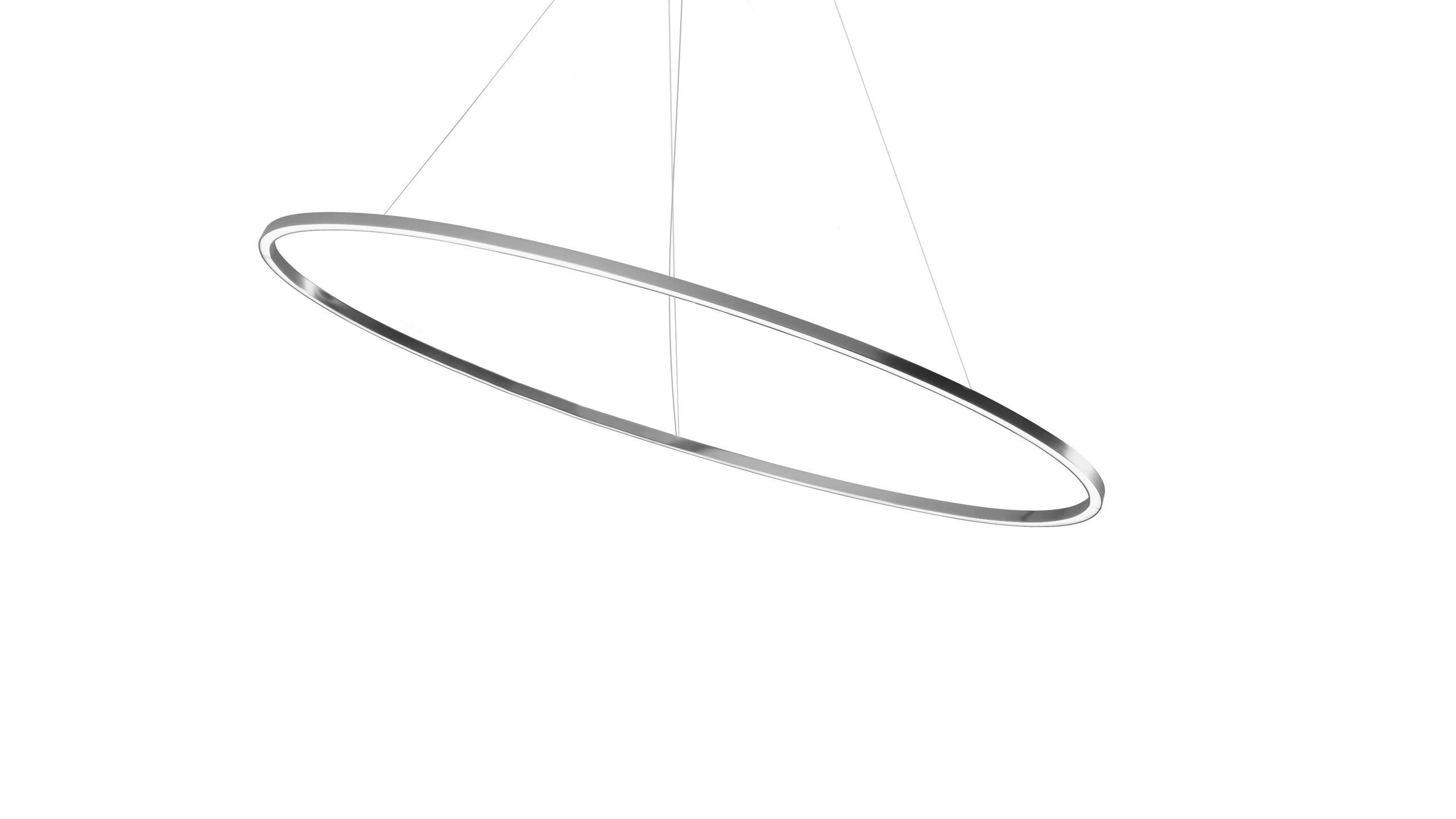 LED pendant provides diffused orientable up and down light. Made from extruded aluminum in different finishes: matt lacquered white, black or gold, or polished in natural or gold. Equipped with an opal diffuser. The lamps are made using a