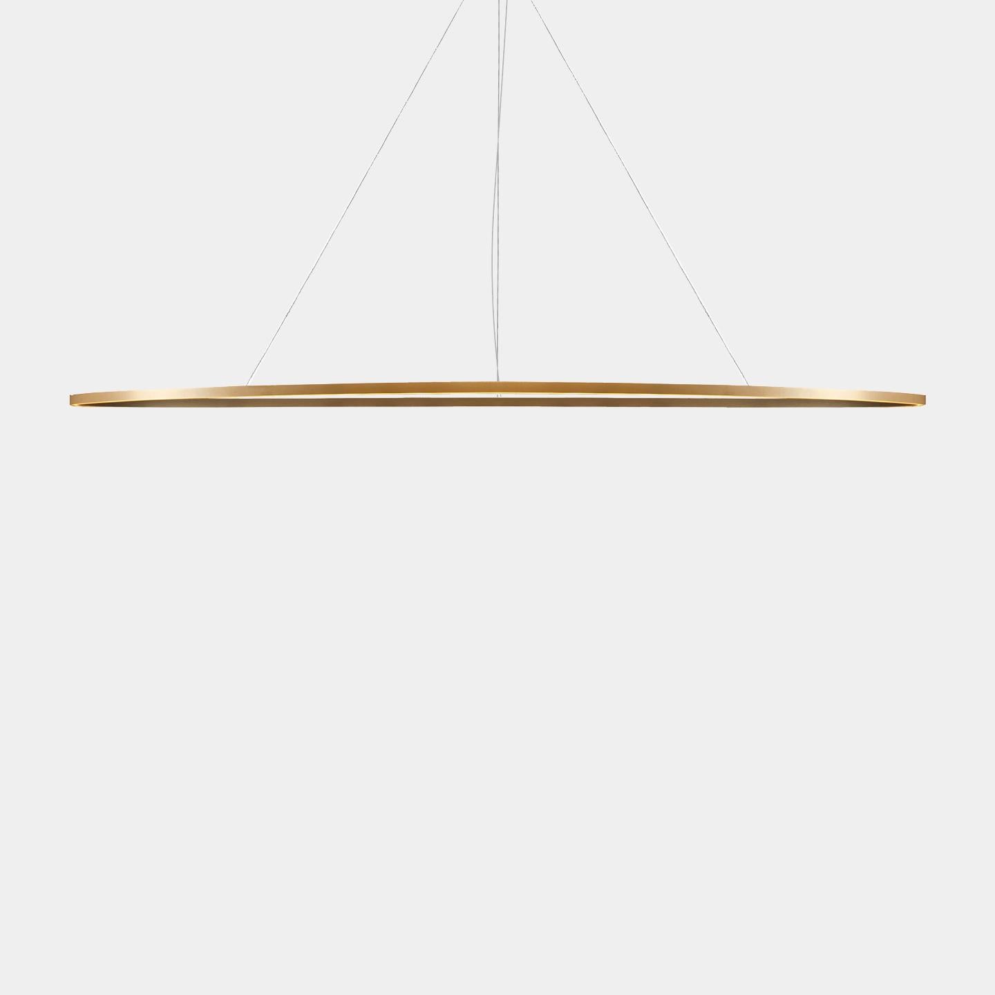 LED pendant provides diffused orientable up and down light. Made from extruded aluminum in different finishes: matt lacquered white, black or gold, or polished in natural or gold. Equipped with an opal diffuser. The lamps are made using a