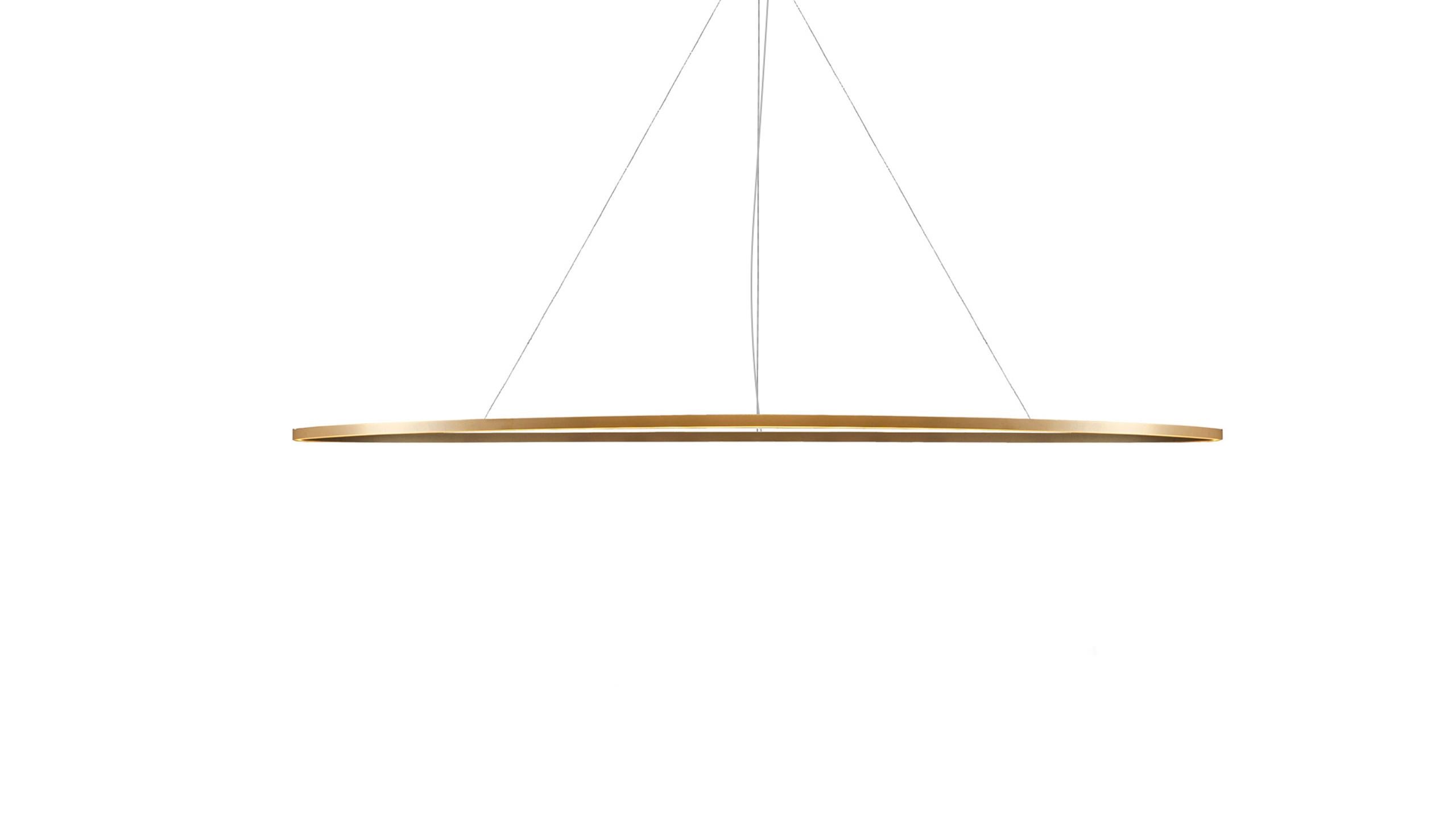 Italian Nemo Ellisse Mega Down LED 2700K Pendant Light in Aluminum Gold Painted For Sale