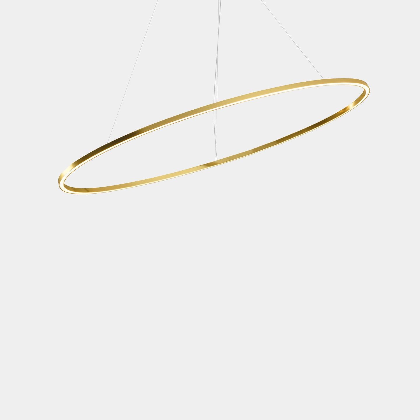 LED pendant provides diffused orientable up and down light. Made from extruded aluminum in different finishes: matt lacquered white, black or gold, or polished in natural or gold. Equipped with an opal diffuser. The lamps are made using a