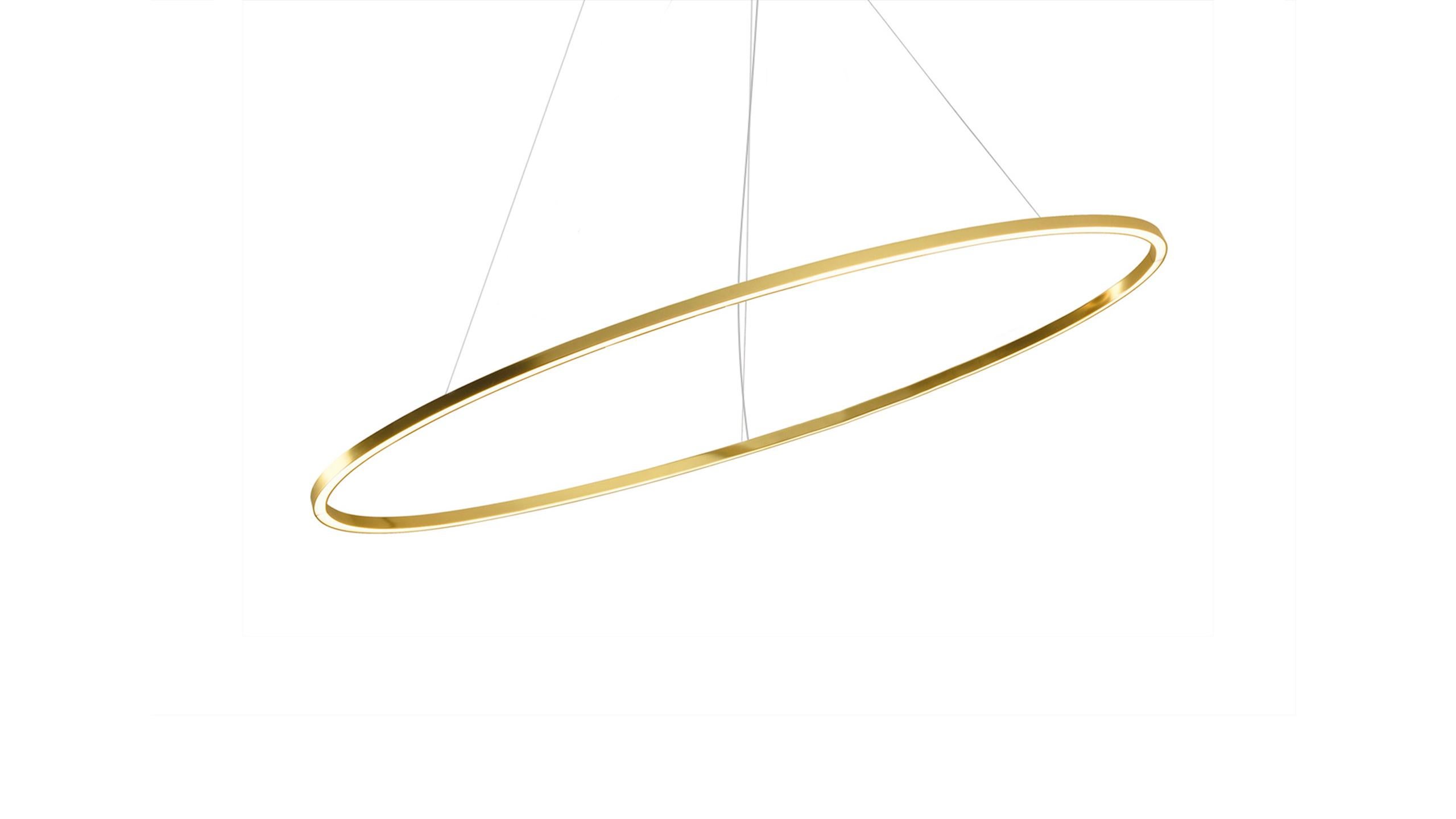 Italian Nemo Ellisse Minor Down LED 2700K Pendant Light in Gold Polished Anodized For Sale