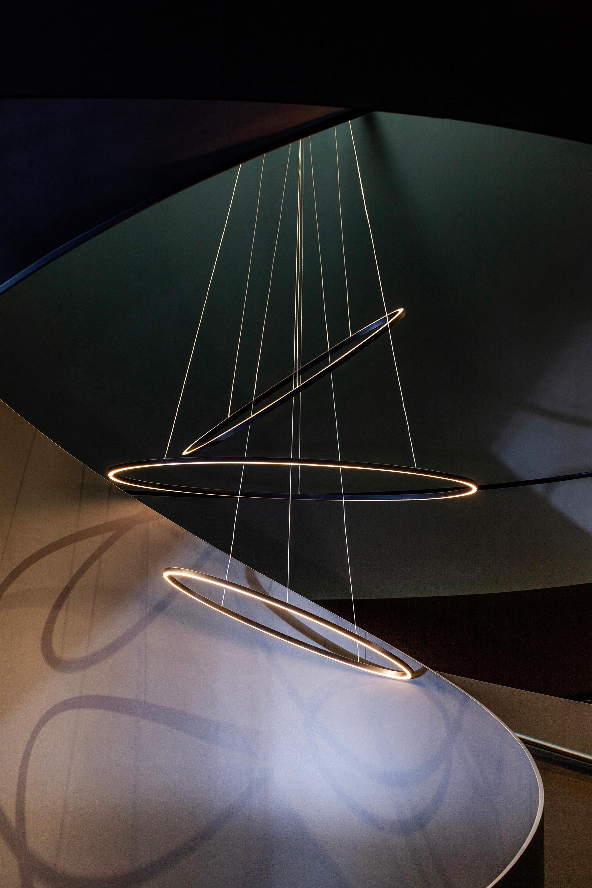 Aluminum Nemo Ellisse Pendant Triple LED 2700K Dimmable Lamp by Federico Palazzari For Sale