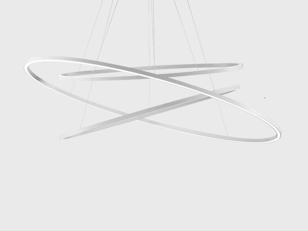 Italian Nemo Ellisse Triple LED 2700K Pendant Light in White by Federico Palazzari For Sale