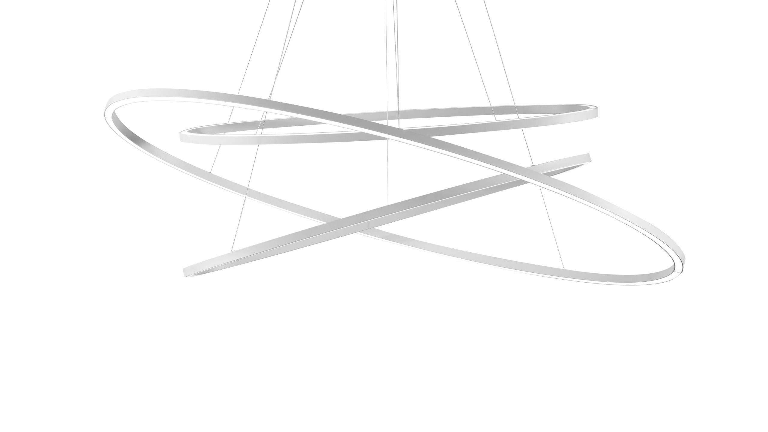 LED pendant provides diffused orientable up and down light. Made from extruded aluminum in different finishes: matt lacquered white, black or gold, or polished in natural or gold. Equipped with an opal diffuser. The lamps are made using a