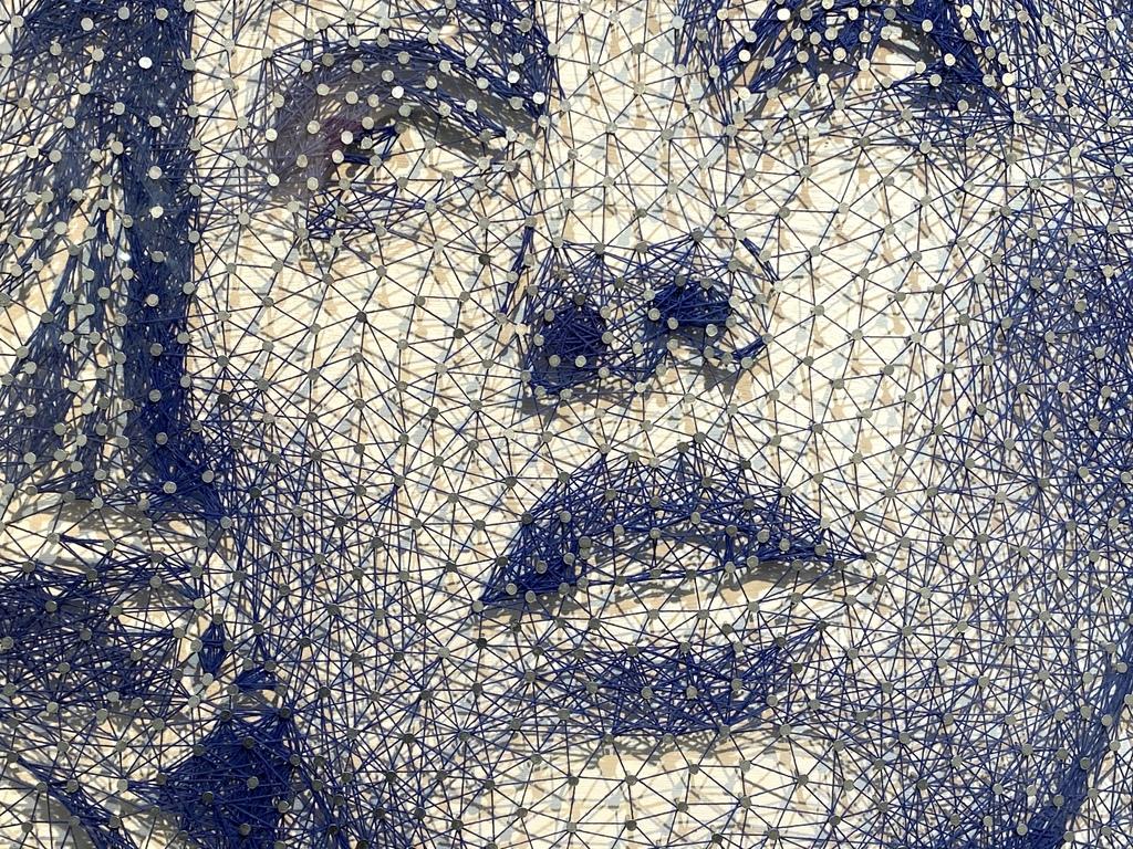 Clous et fils sur bois, livré dans une boîte en plexiglas

Le fil est enroulé de manière experte autour des ongles encastrés pour créer un magnifique portrait de femme. La technique du fil nécessite l'utilisation d'une seule couleur qui forme