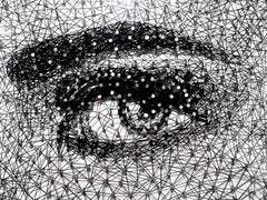 Last Glance II- 21st Cent, Contemporary, Portrait, Mixed Media, Thread, Nails