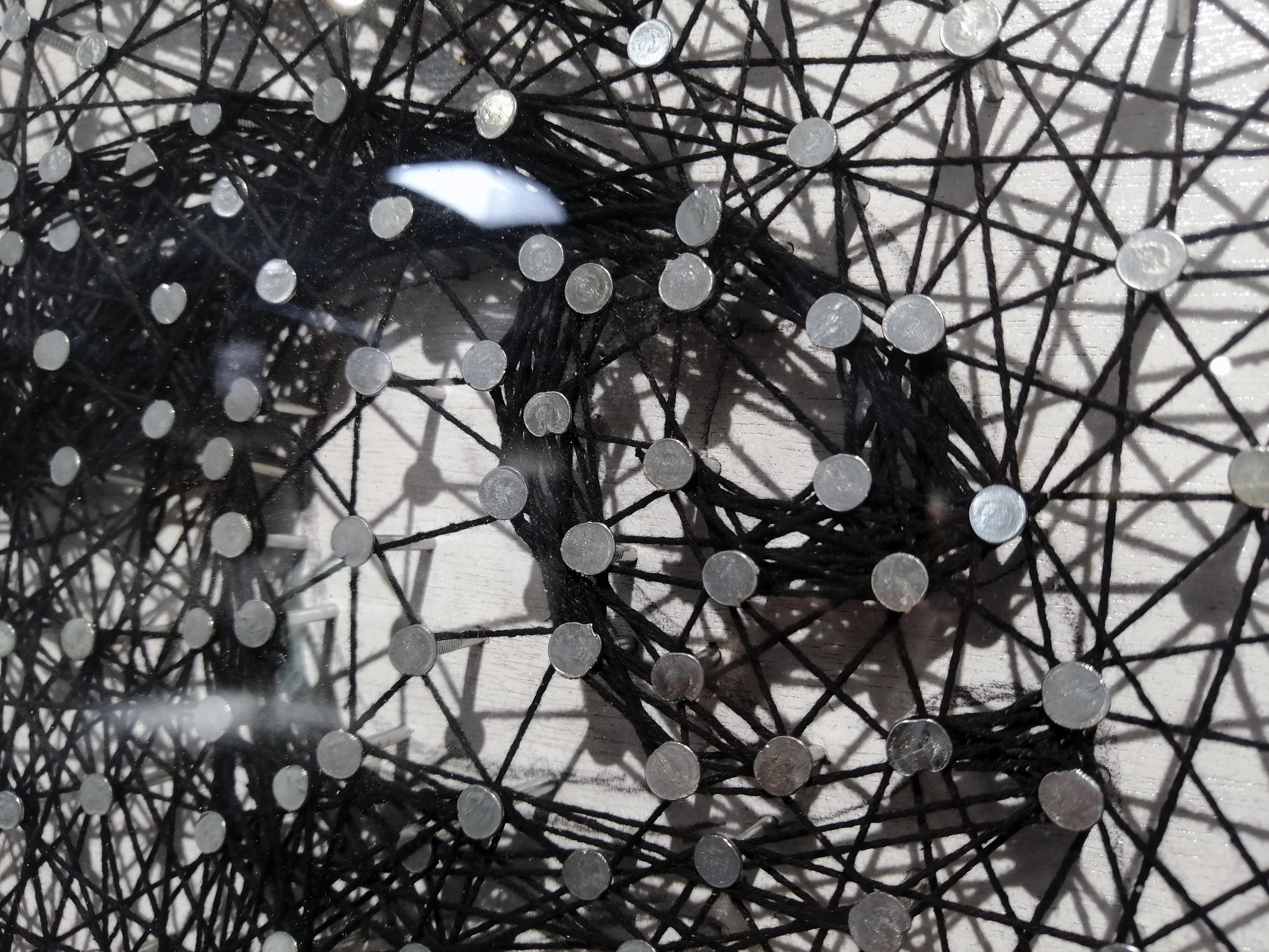 Last Glance II- 21st Cent, Contemporary, Portrait, Mixed Media, Thread, Nails For Sale 1