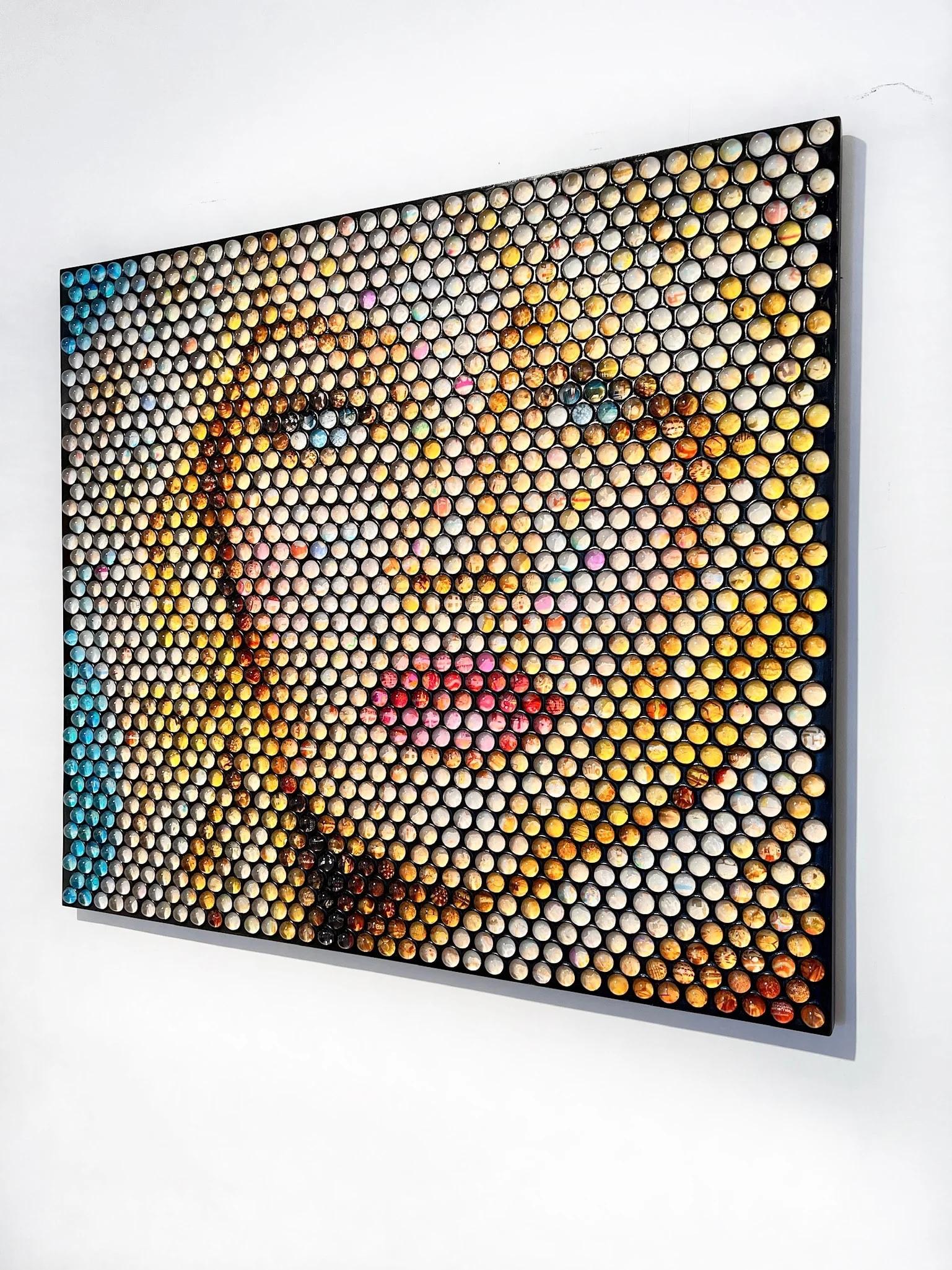 Nemo Jantzen
Legally Blond
Signed by the artist
Photographs, Glass Spheres, Resin on Wood
Content: Luxury, travel, brands, yachts, diamonds etc.
46.5 x 53.5 inches with Ø1.5 inch spheres
This piece is unique. 

This piece is currently on display at