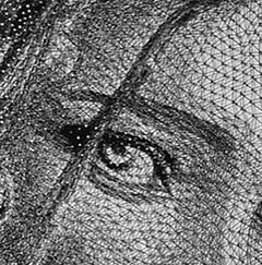 Wait For It - 21. Jahrhundert, Zeitgenössisch, Porträt, Mixed Media, Faden, Nägel