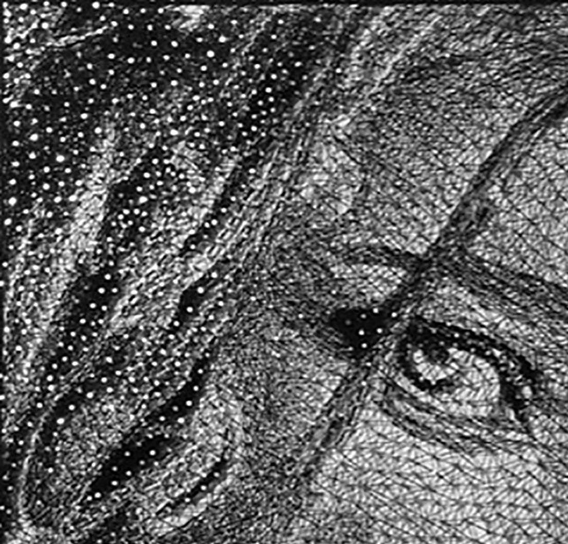 Wait For It - 21st Century, contemporain, portrait, supports mélangés, fil, clous en vente 1
