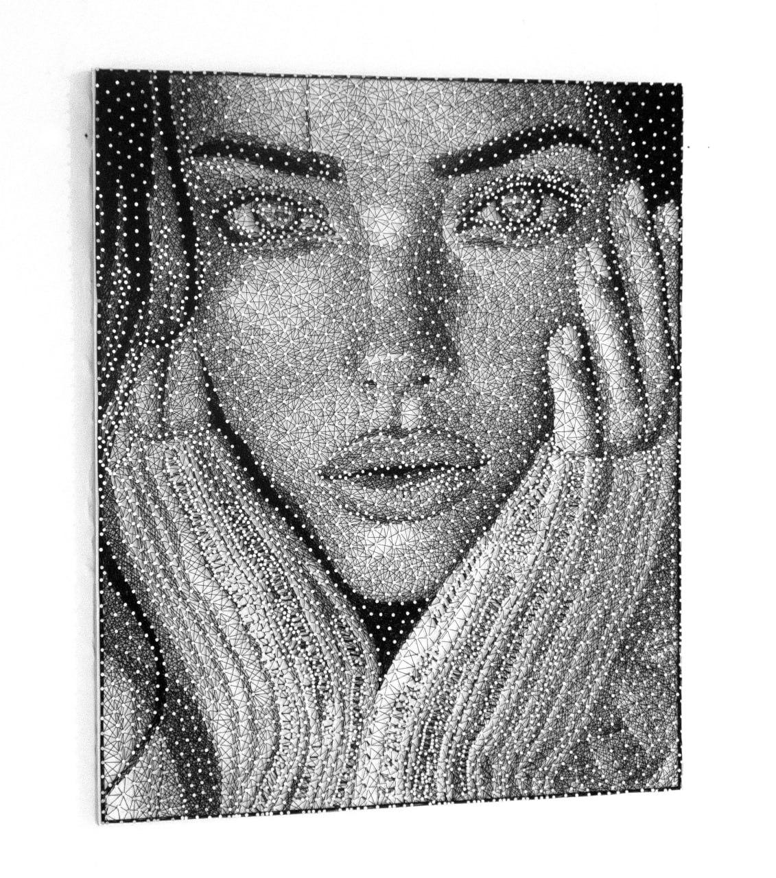 Winter- Contemporary Moody B&W String Portrait by Nemo Jantzen For Sale 2