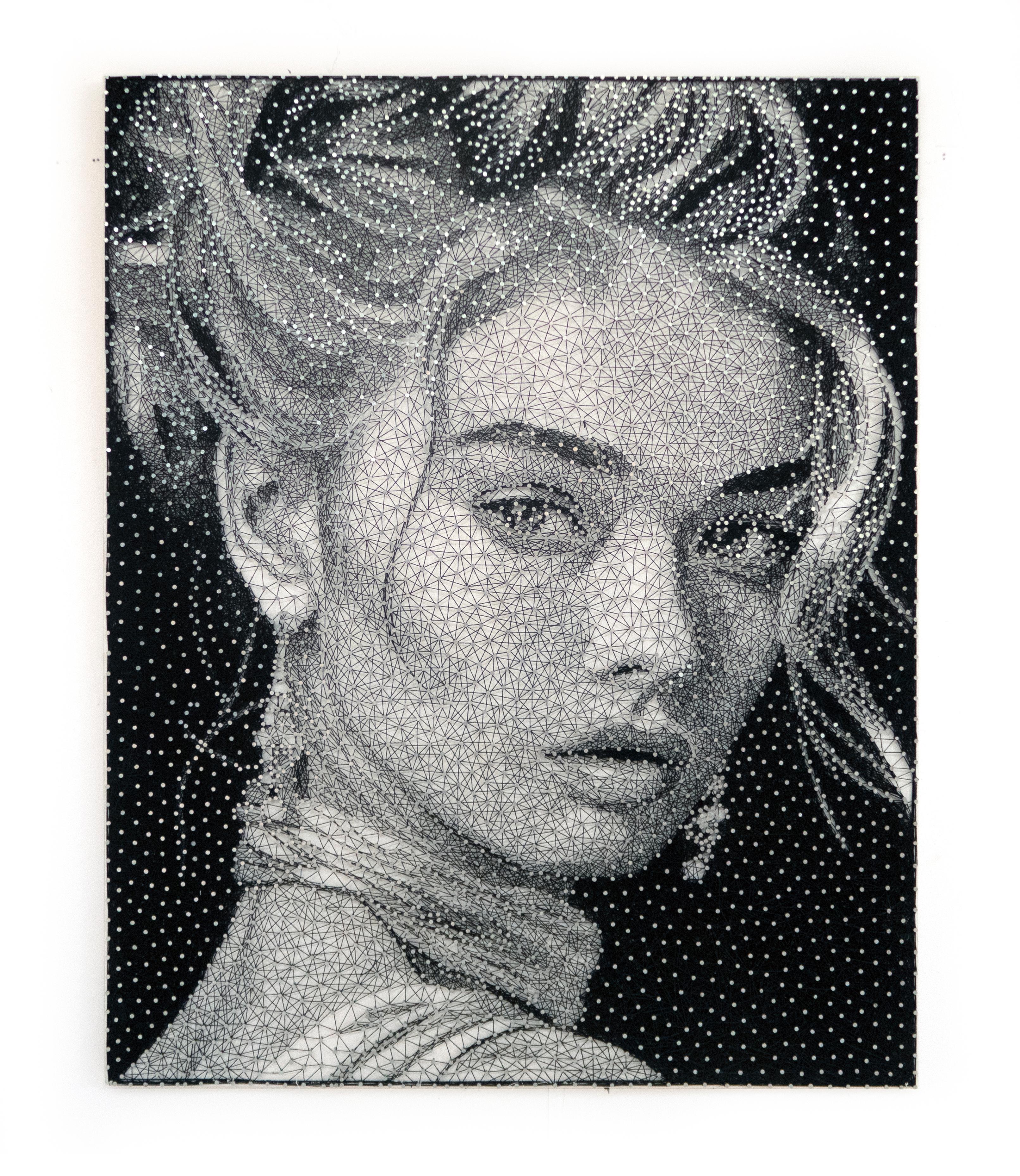 Black and white beautiful and elegant thread portrait artwork by Nemo Jantzen For Sale 2