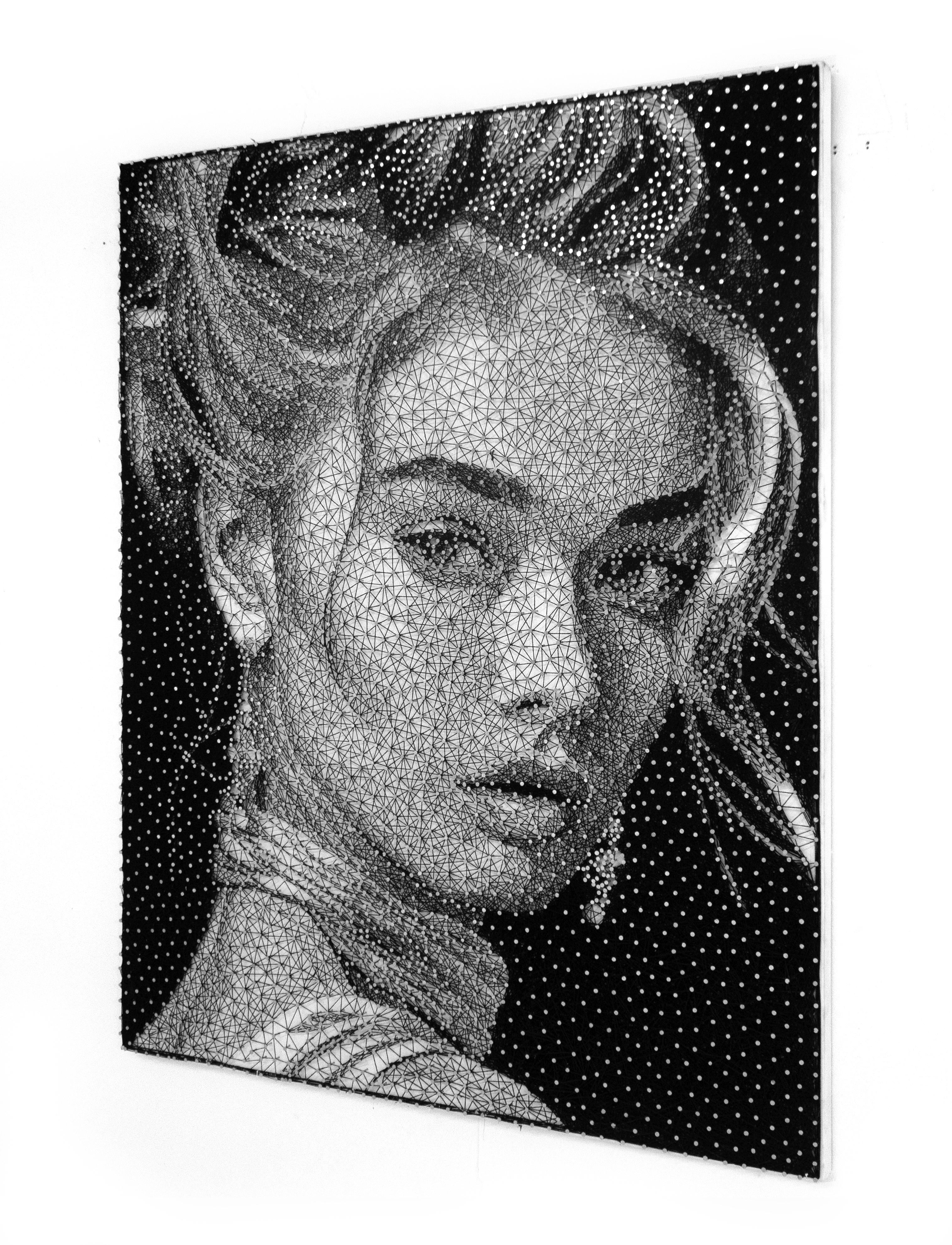 Black and white beautiful and elegant thread portrait artwork by Nemo Jantzen For Sale 3