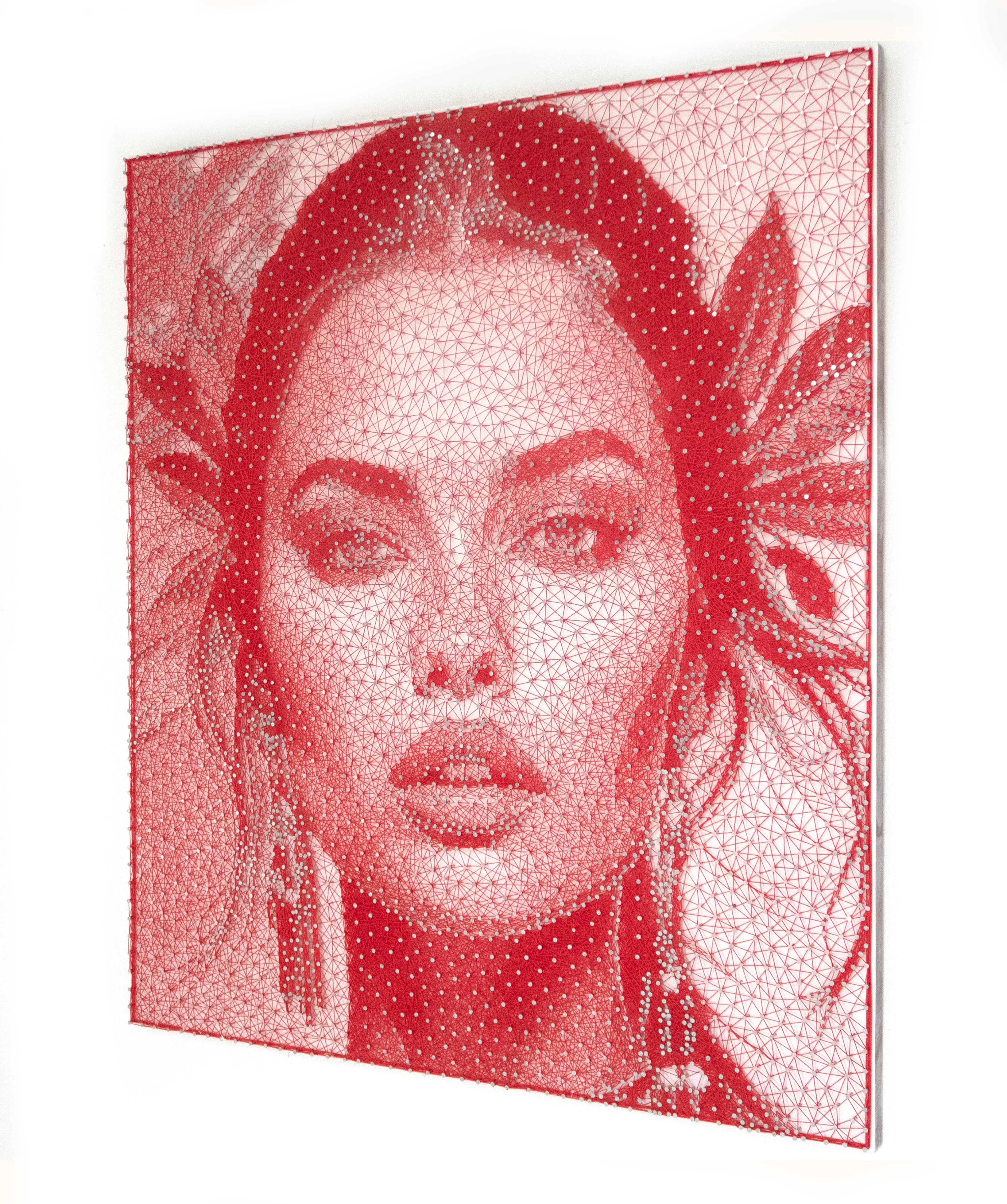 Perfect Symmetry and beauty in a Red handmade String portrait by Nemo Jantzen For Sale 2