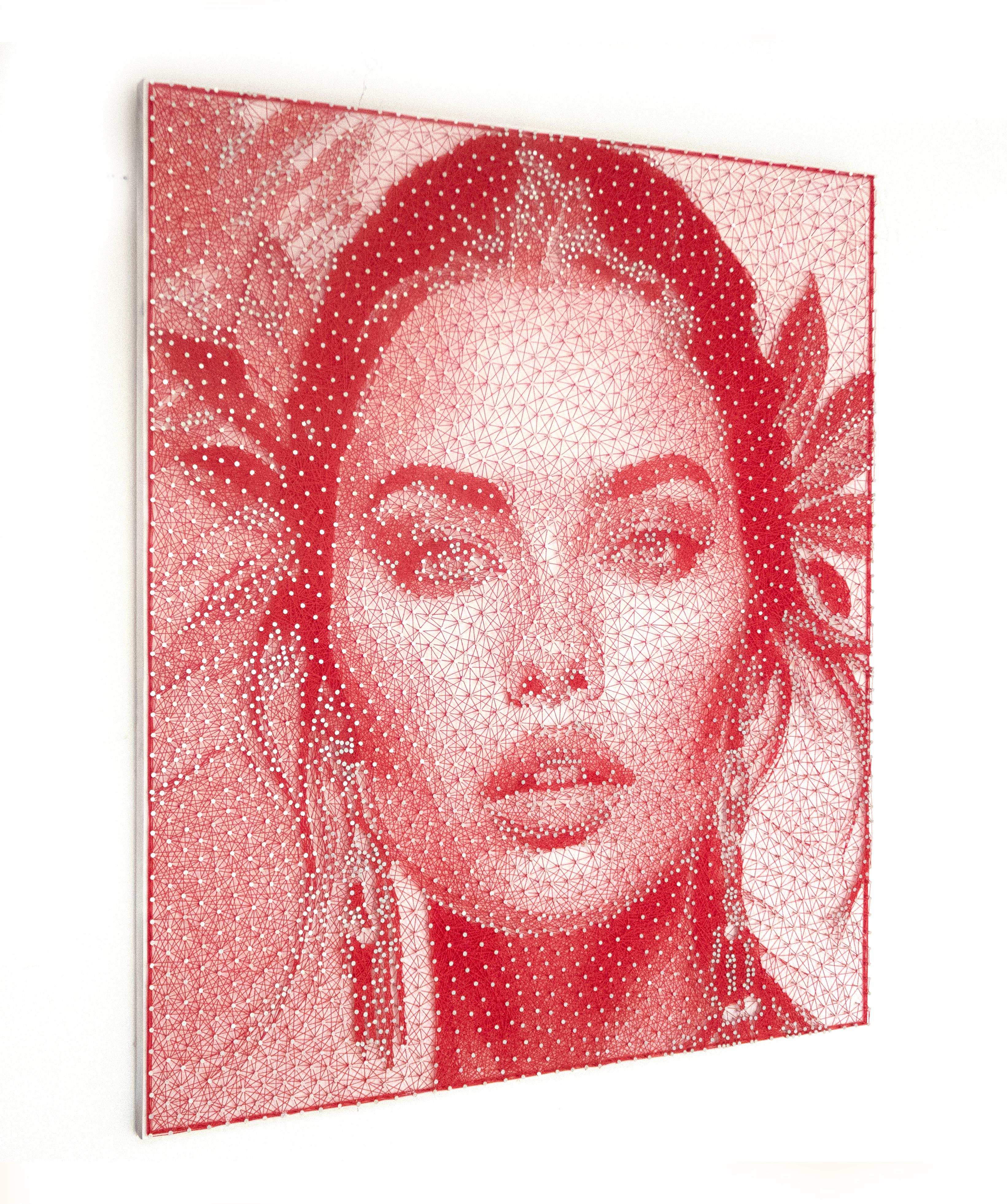 Perfect Symmetry and beauty in a Red handmade String portrait by Nemo Jantzen For Sale 3