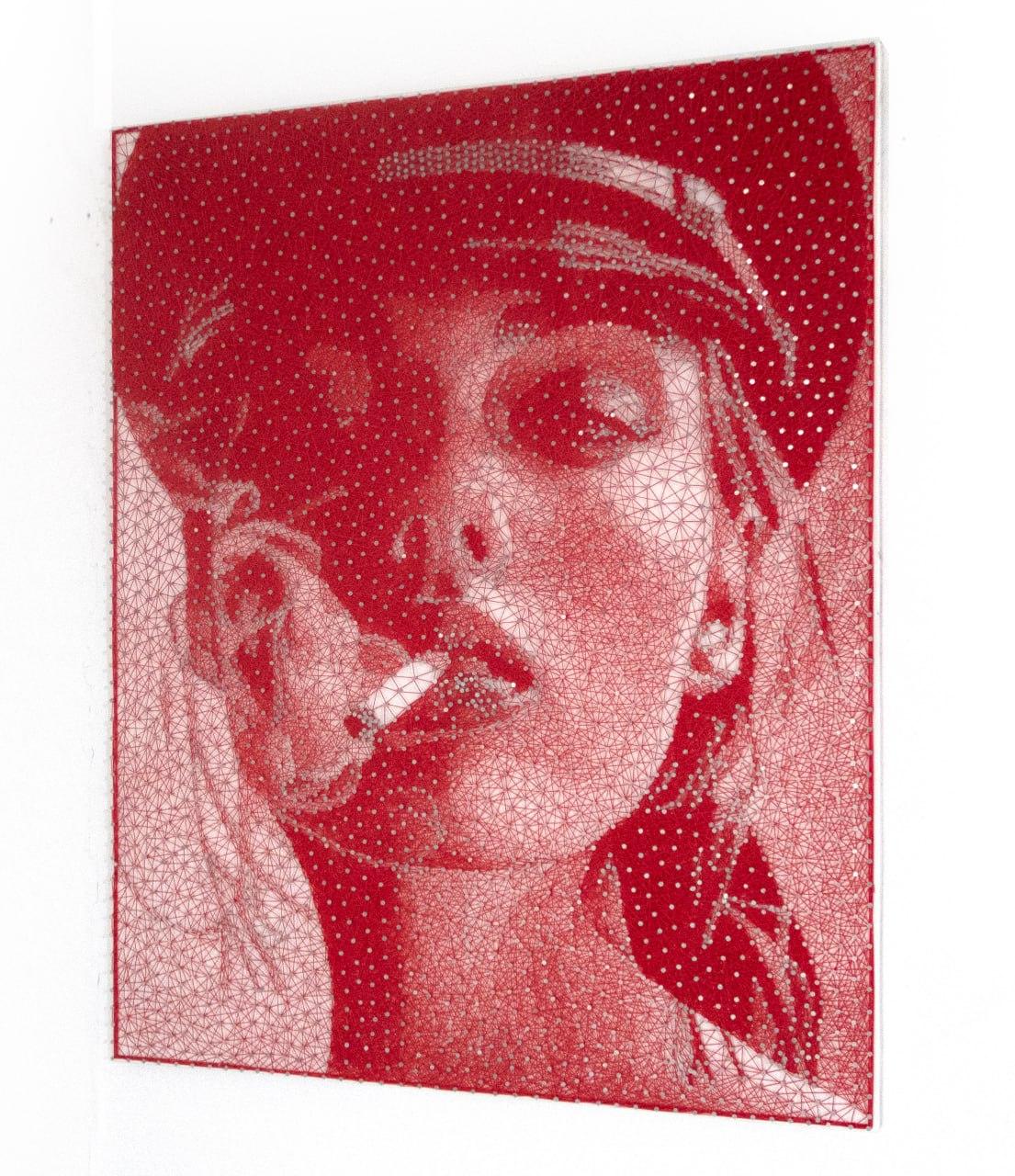 Bold Handmade Red String Portrait Dust to Dawn by Nemo Jantzen For Sale 2