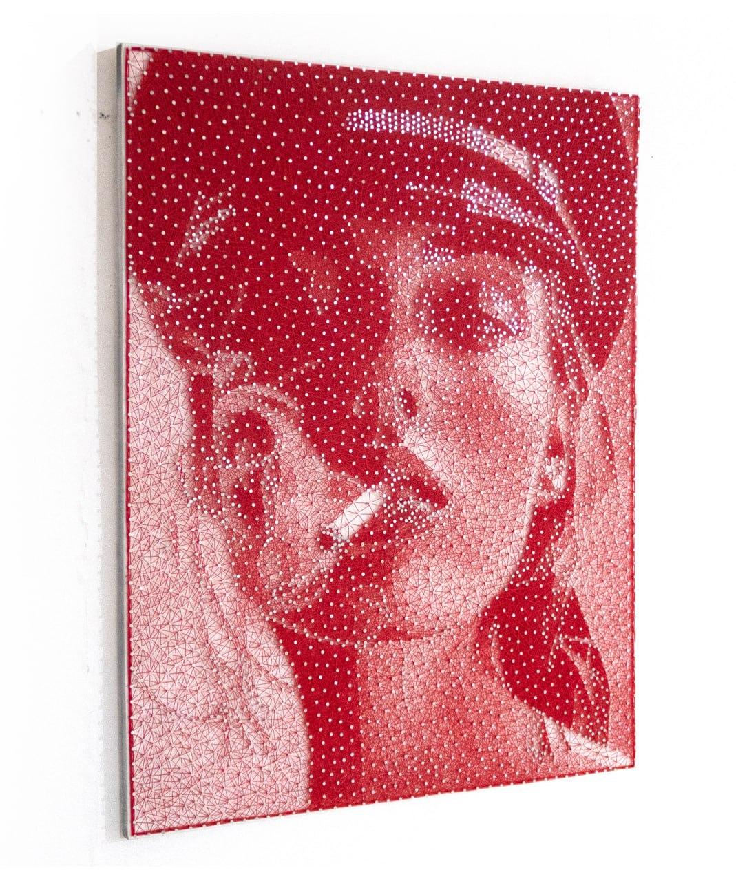 Bold Handmade Red String Portrait Dust to Dawn by Nemo Jantzen For Sale 3