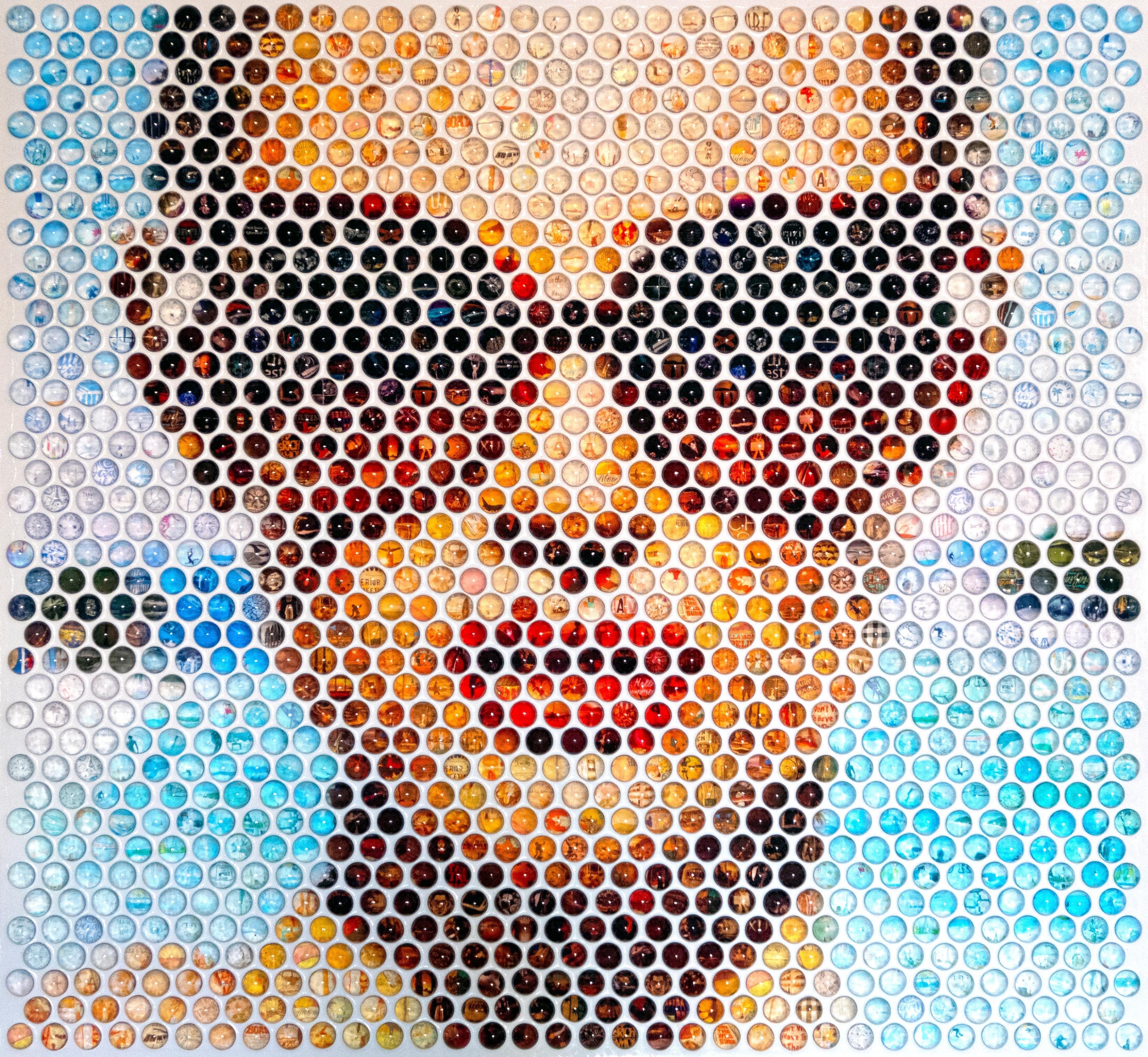 Iconico ritratto pop art blu costiero Paradise di Nemo Jantzen