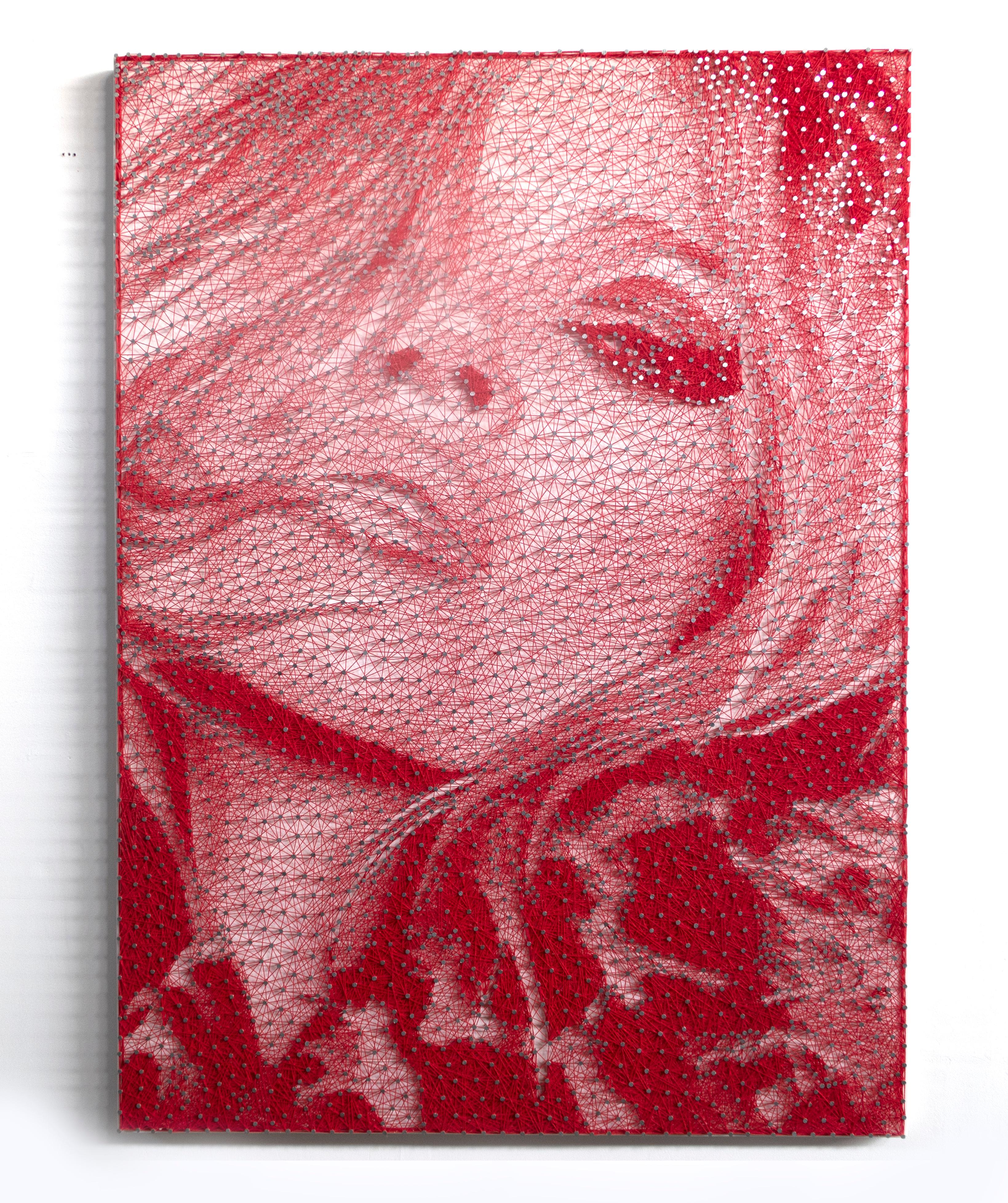 Ritratto glamour in filo rosso fatto a mano, ispirato a Hollywood, di Nemo Jantzen in vendita 1