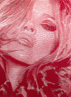Retrato glamuroso de hilo rojo hecho a mano, inspirado en Hollywood, por Nemo Jantzen