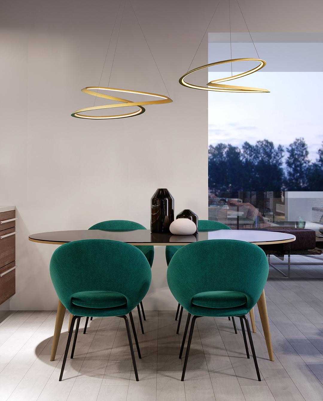 italien Nemo Kepler Petite LED 3500K Suspension en or peint par Arihiro Miyake en vente