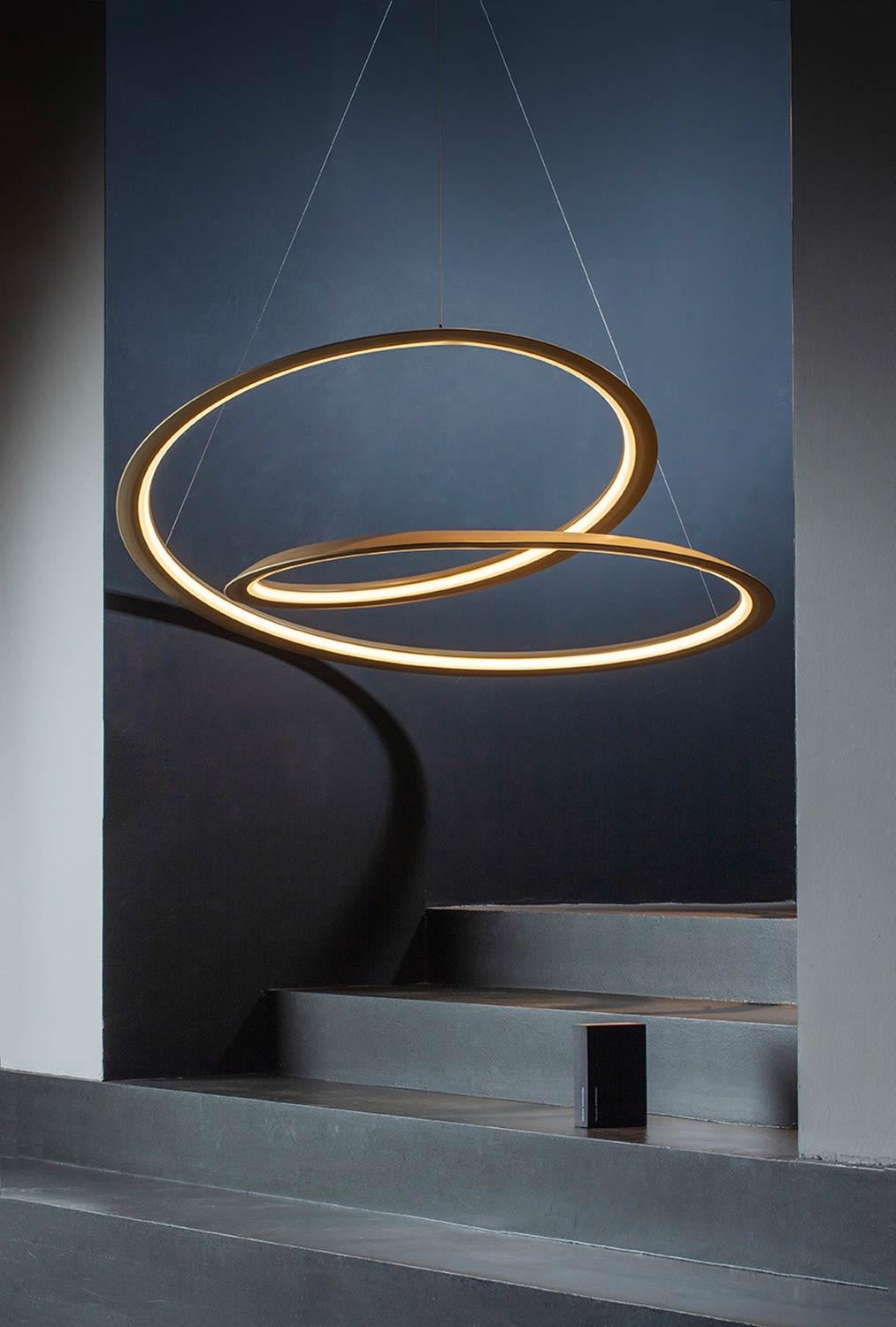 Alluminio Nemo Kepler Up LED 2700K a sospensione in nero di Arihiro Miyake in vendita