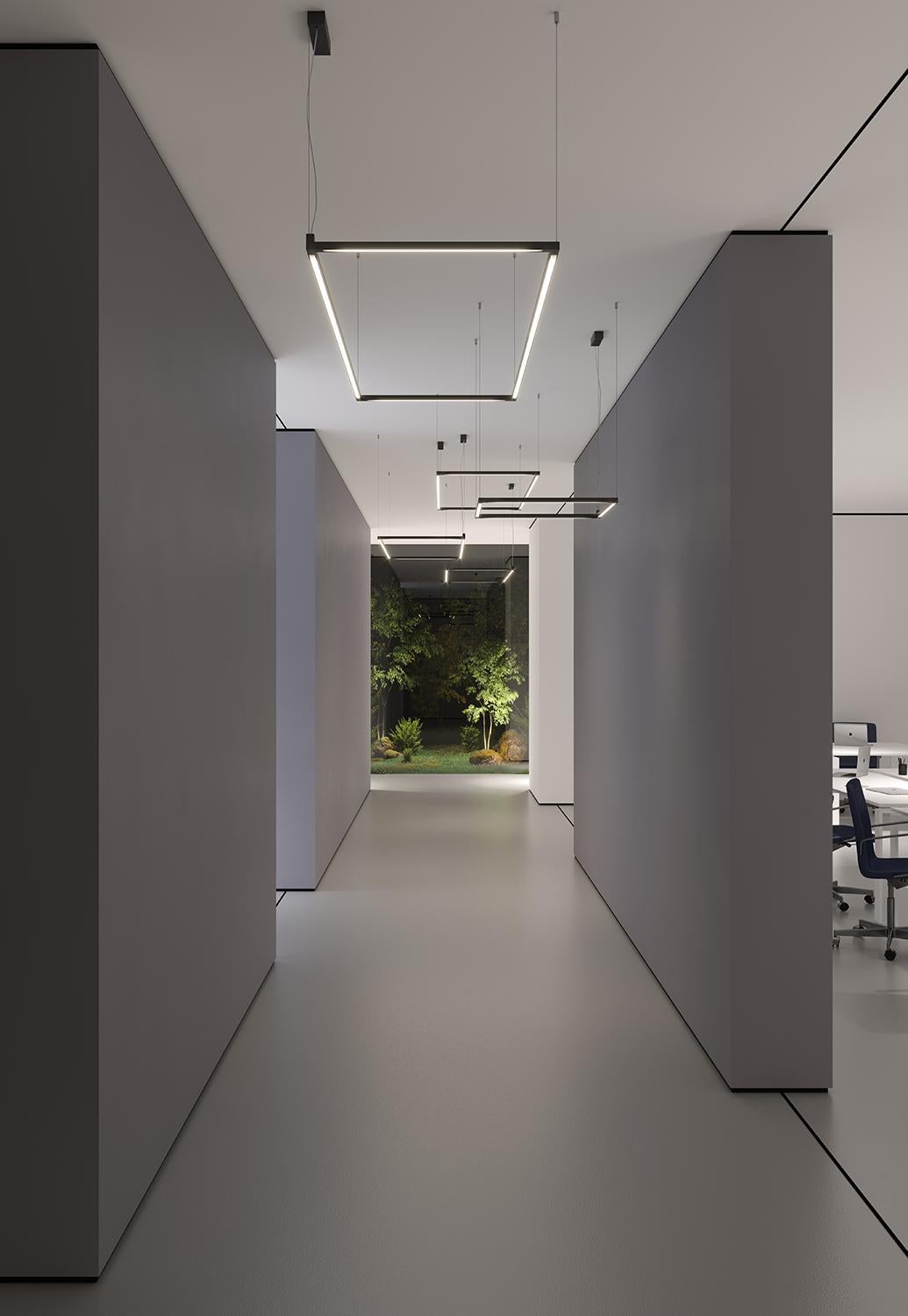 Nemo Linescapes Luz Colgante Matriz de Escritorio 114*64cm Vertical 60W Negro 2700K Aluminio en venta