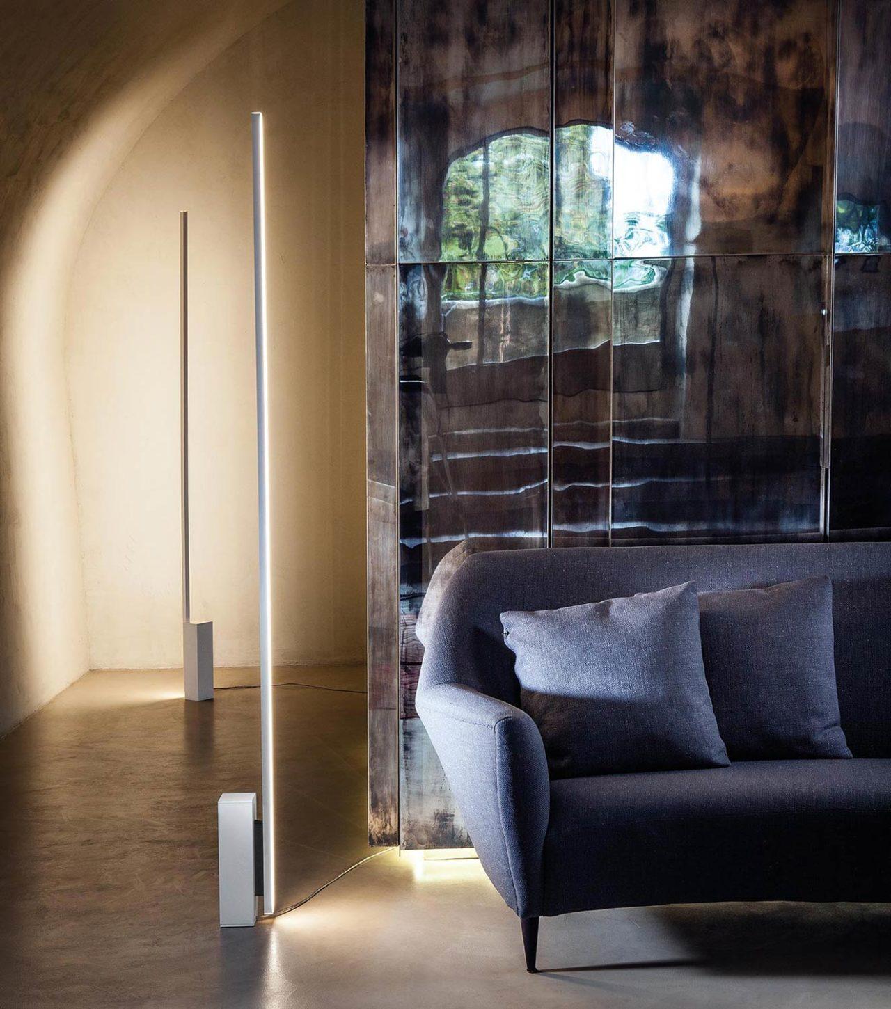 Nemo Linescapes Floor - negro/gris - LED 3000K Lámpara de pie de aluminio negro Siglo XXI y contemporáneo en venta