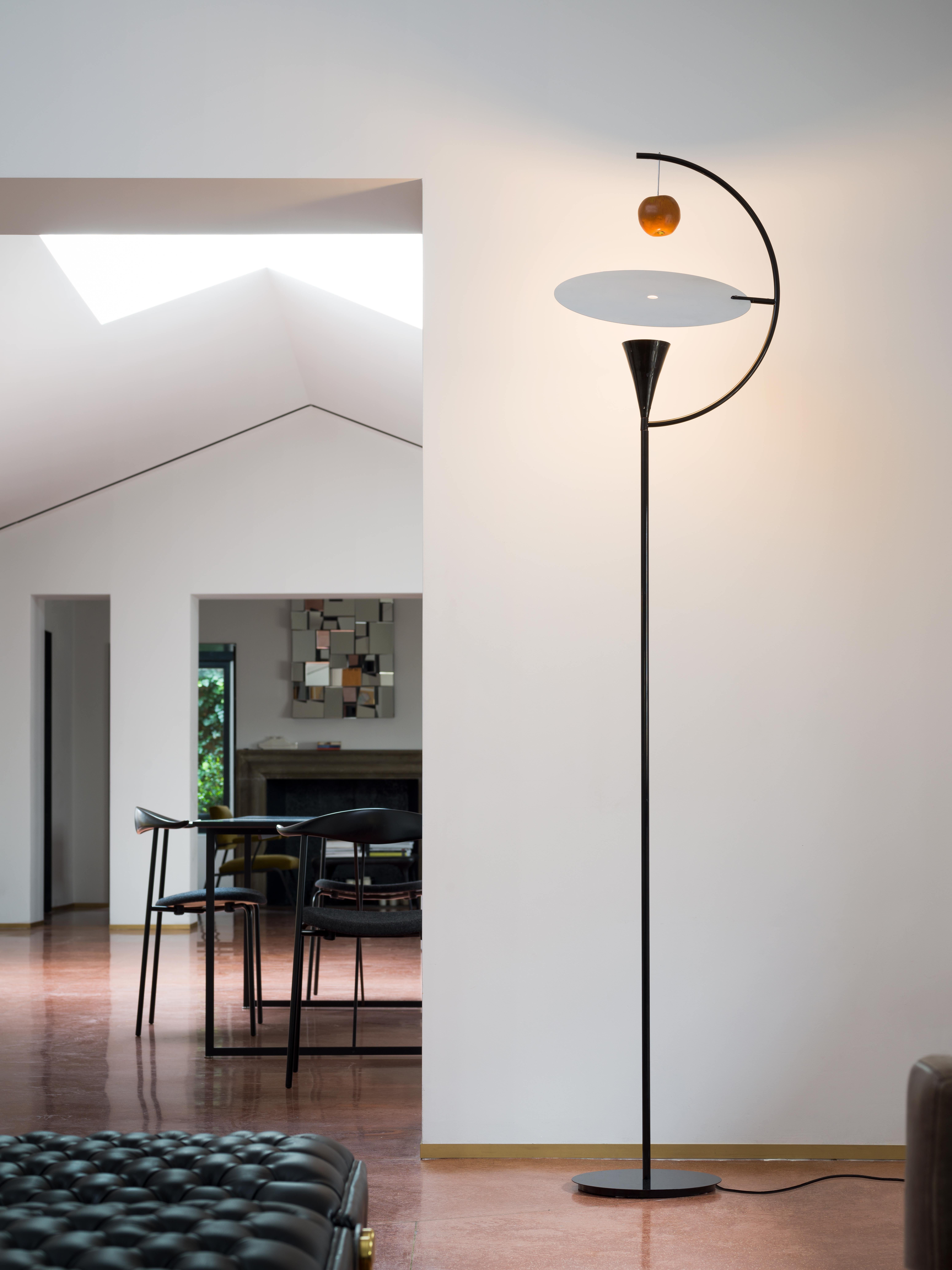 Metal Nemo Newton LED 2700K Floor Lamp in Black/White Reflector by Andrea Branzi For Sale
