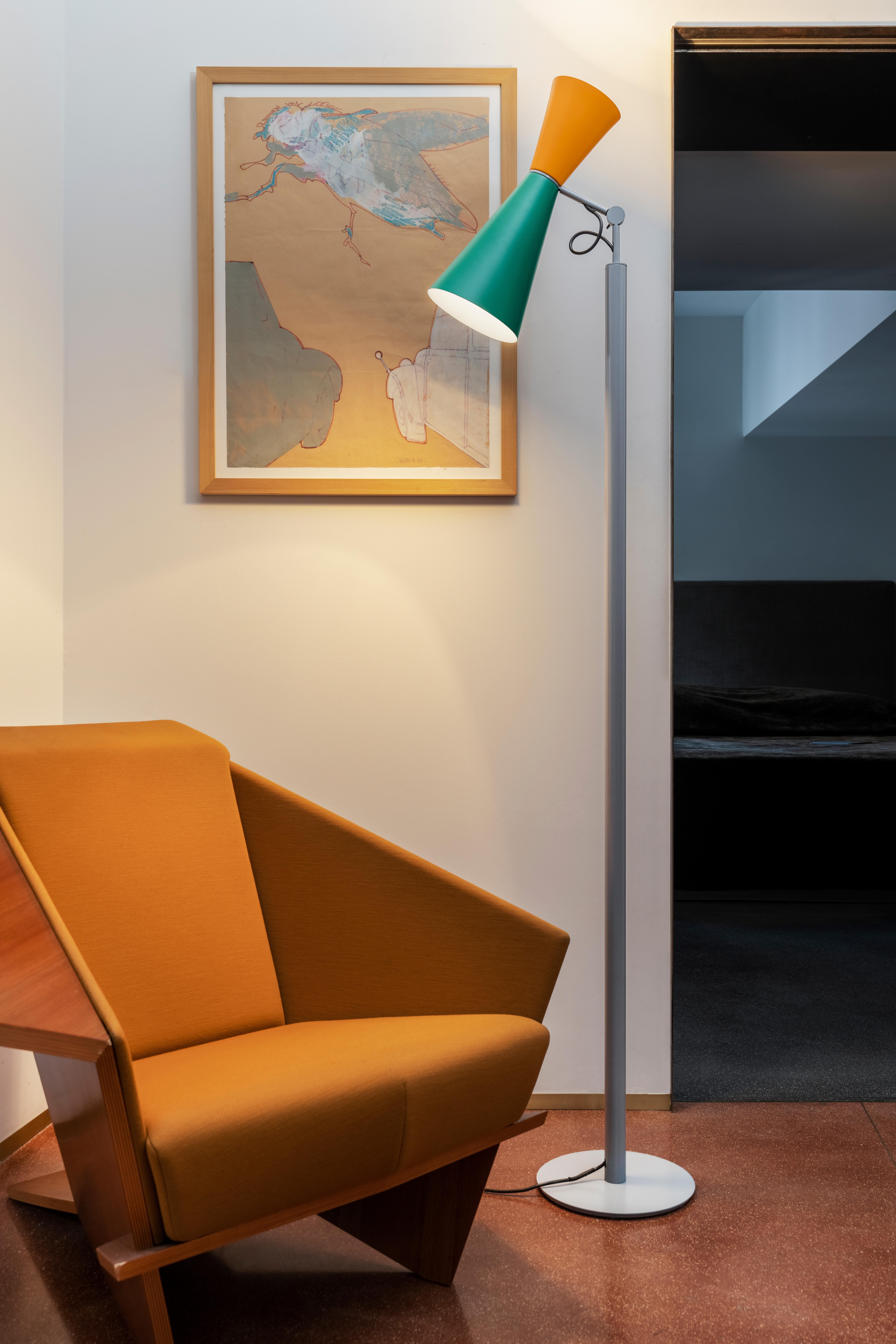 Contemporary Nemo Parliament E26 Floor Lamp in Whitewash/Grey by Le Corbusier For Sale