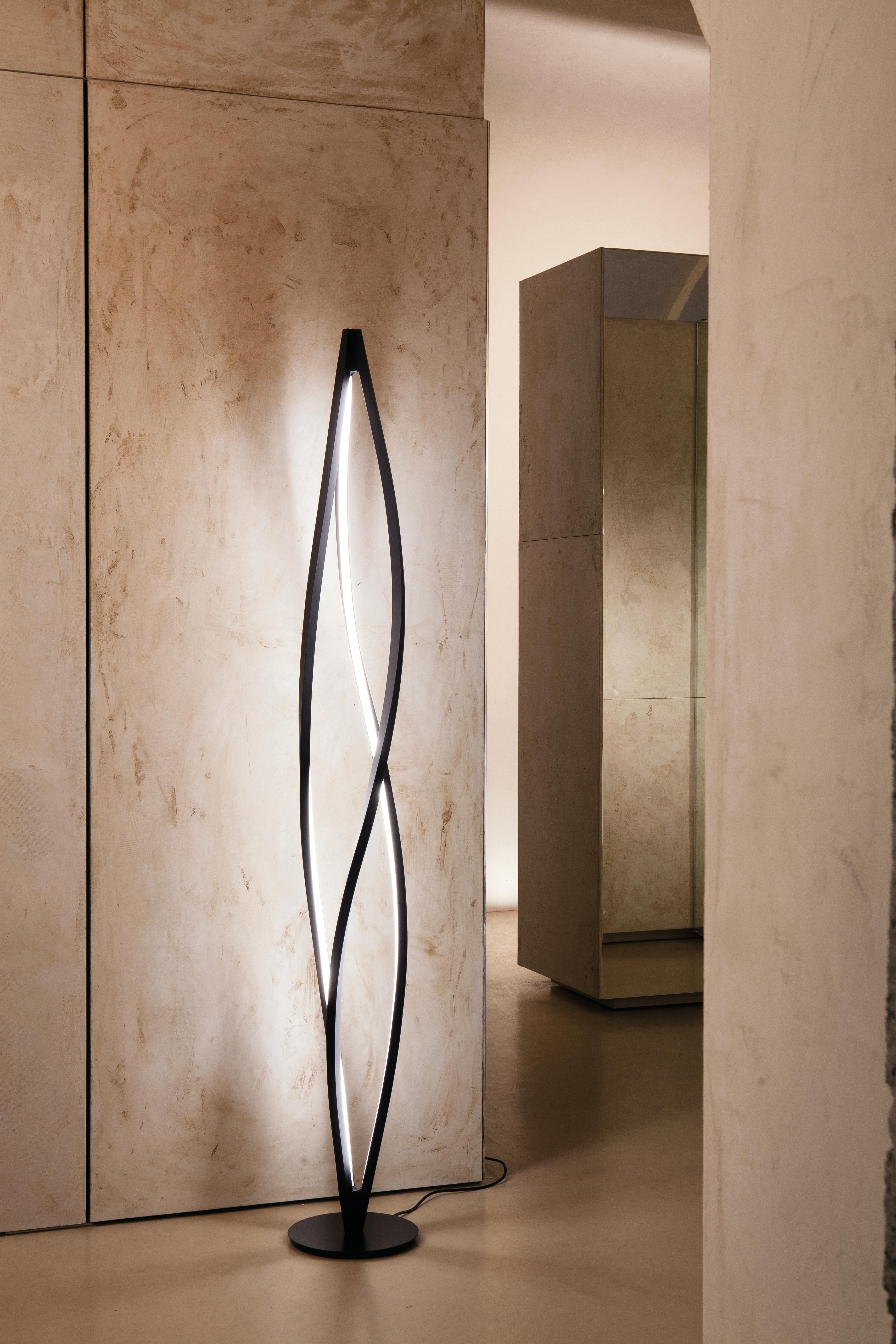 Italian Nemo The Wind Collection LED 2700K Floor Lamp in Gold Painted by Arihiro Miyake For Sale