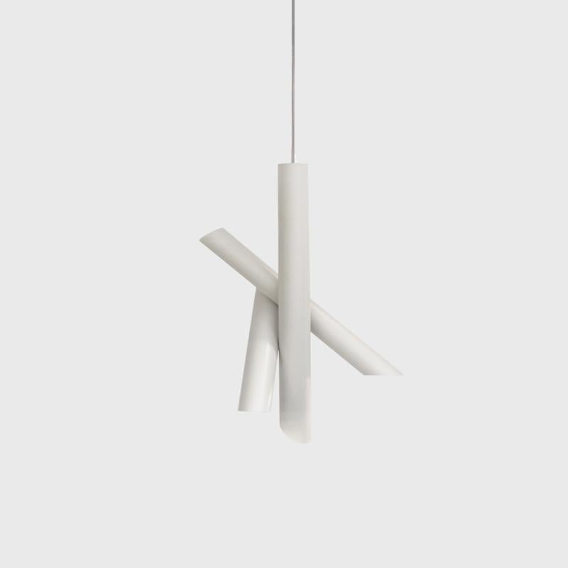 Italian NEMO Tubes 3 Pendant Light – White/White – LED 2700K – Aluminum For Sale