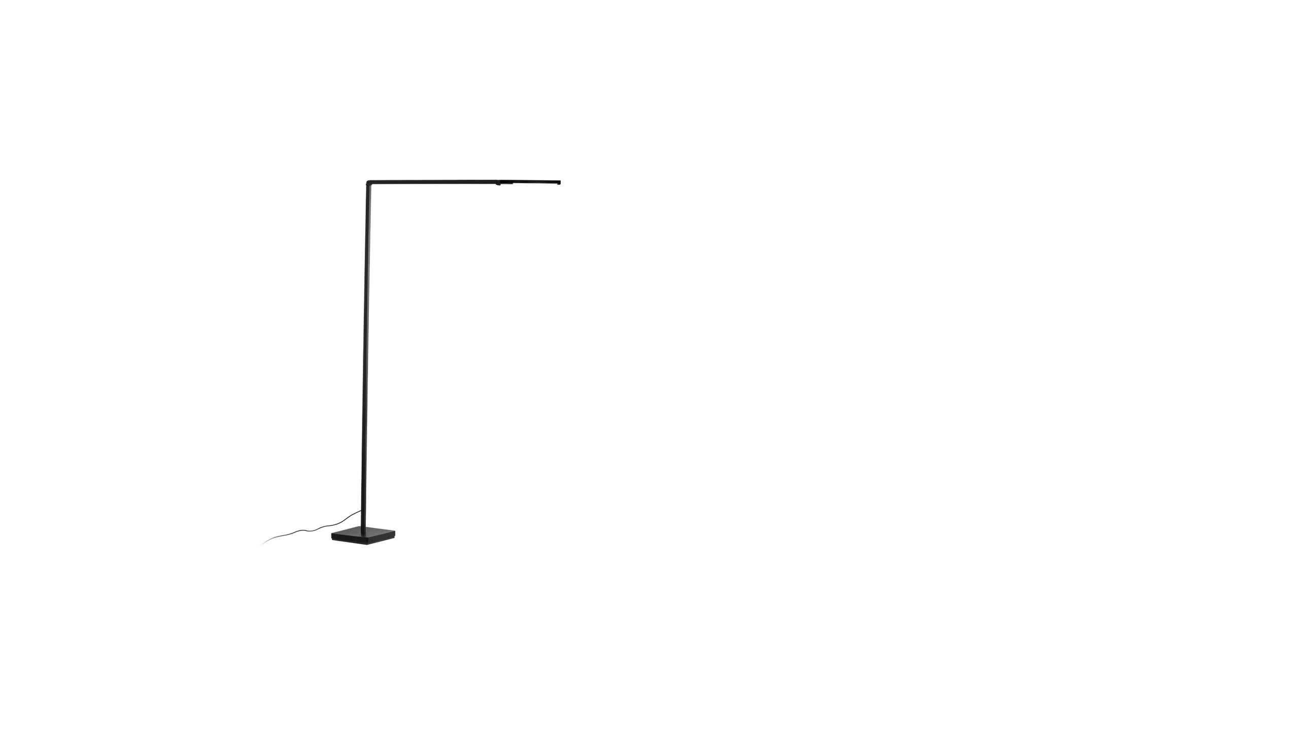 Familie von LED-Tisch-, Boden- und Wandleuchten aus stranggepresstem, mattschwarz lackiertem Aluminium mit Gelenken für eine flexible und dynamische Positionierung des Lichts. Erhältlich in der Version mit der linearen Beleuchtungseinheit aus mit