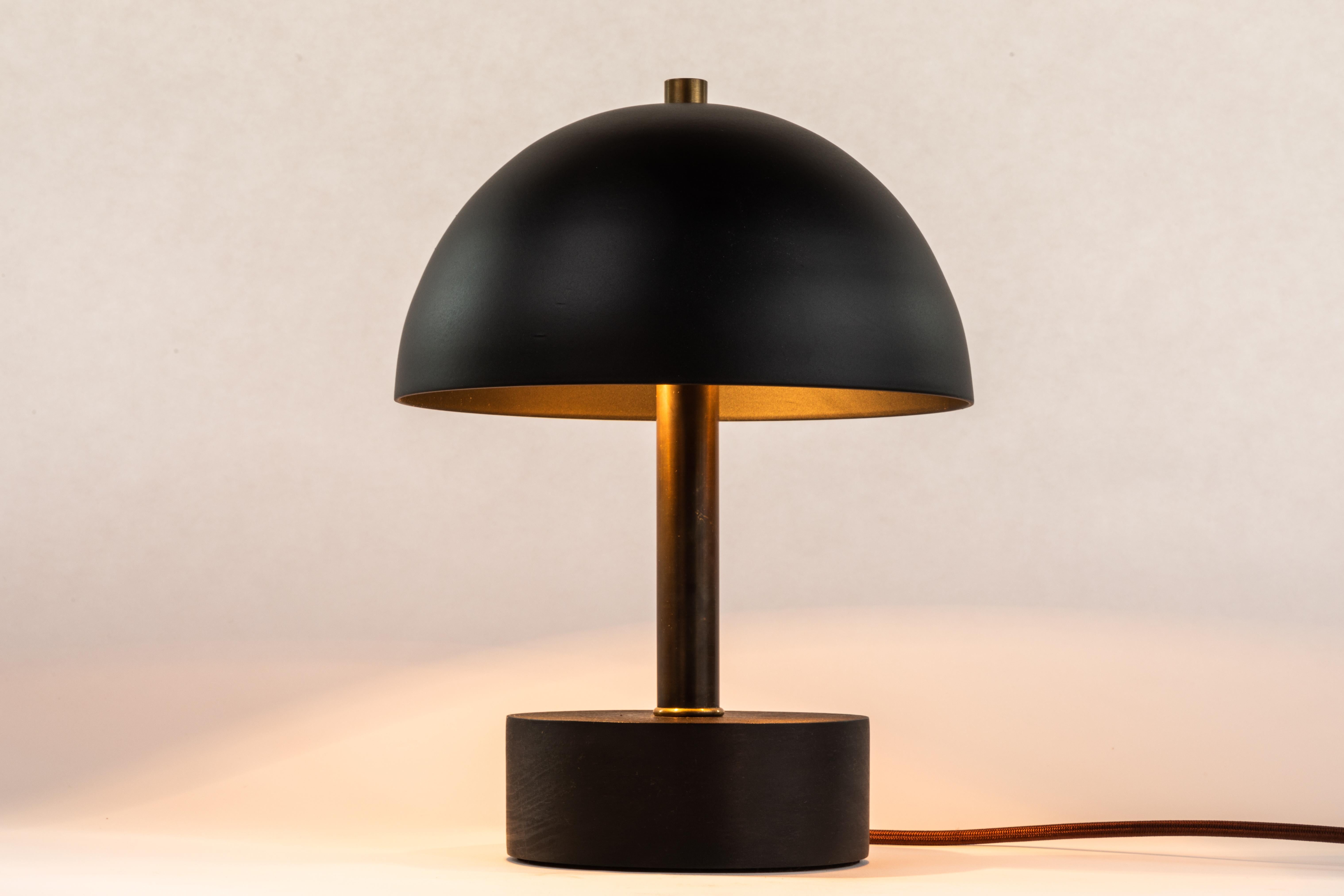 'Nena' Table Lamp in Black Metal and Wood by Alvaro Benitez For Sale 2