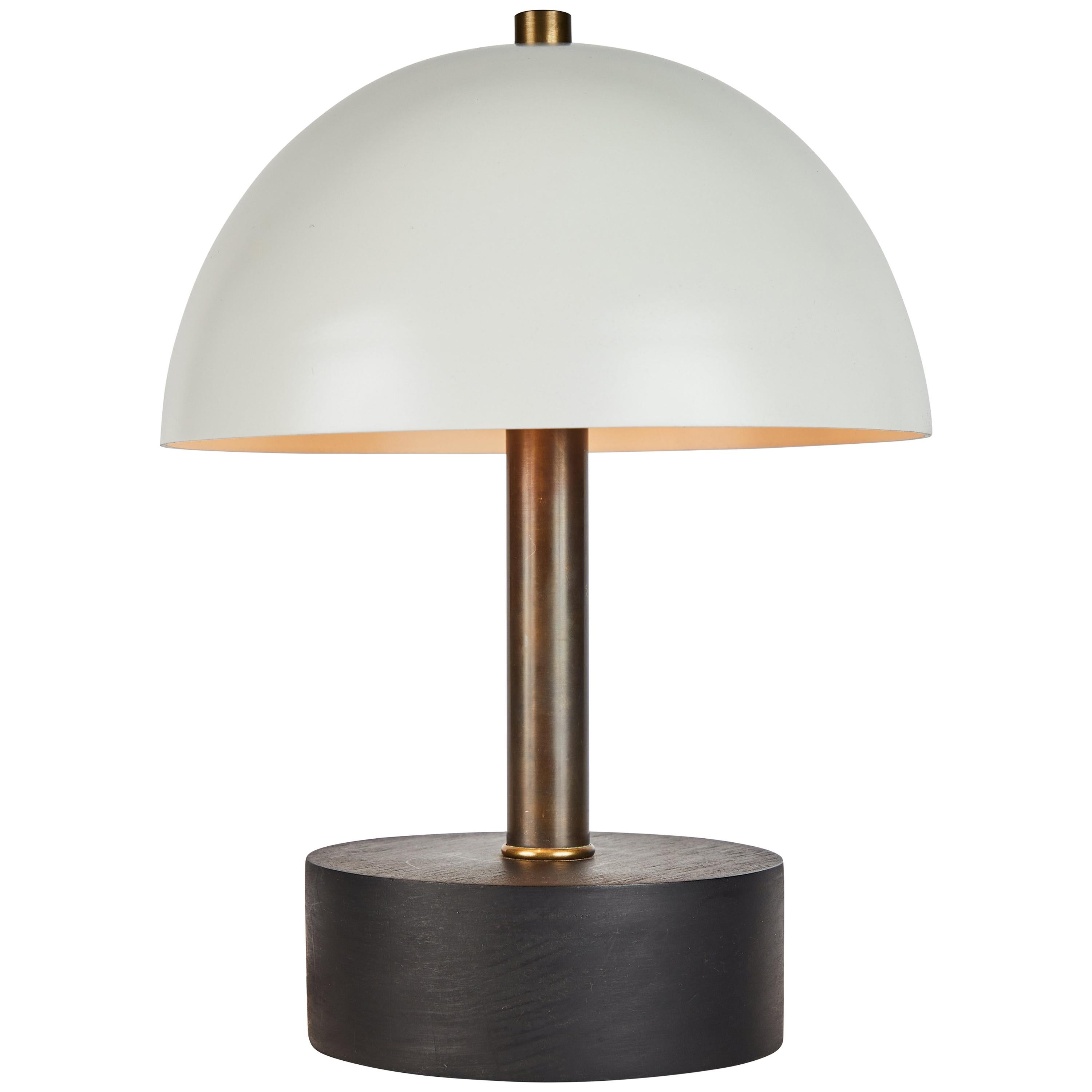 'Nena' Table Lamp in White Metal and Wood by Alvaro Benitez