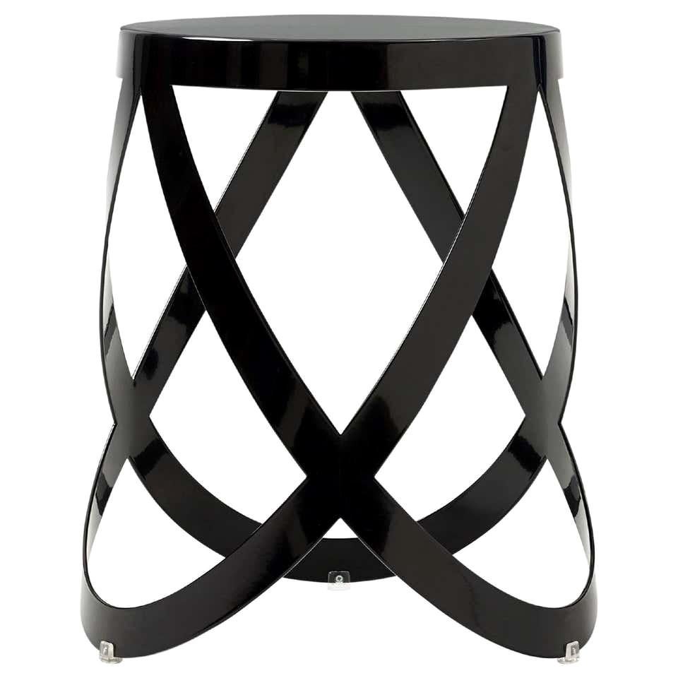 Nendo Low Ribbon Stool in Anthracite Metal with Matte Lacquer Finish, Cappellini For Sale