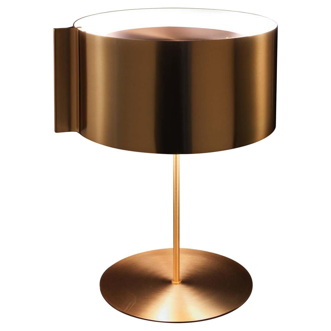Italian Nendo Table Lamp 'Switch' Satin Gold by Oluce For Sale