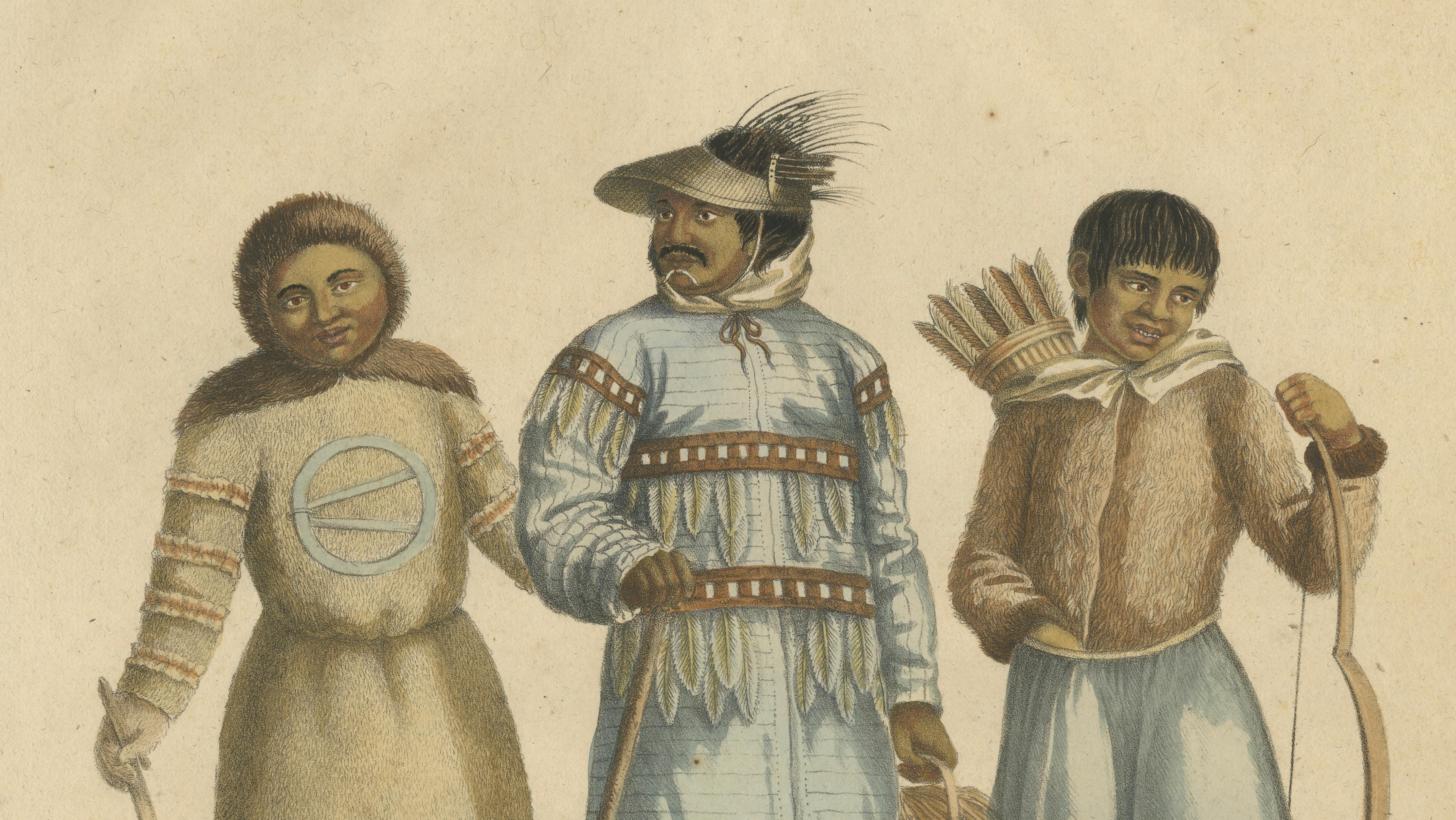 Nenet, Aleut & Inuit Costume Study, Brodtmann Lithograph, 1816