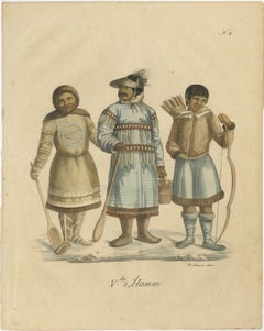 Nenet, Aleut & Inuit Costume Study, Brodtmann Lithograph, 1816