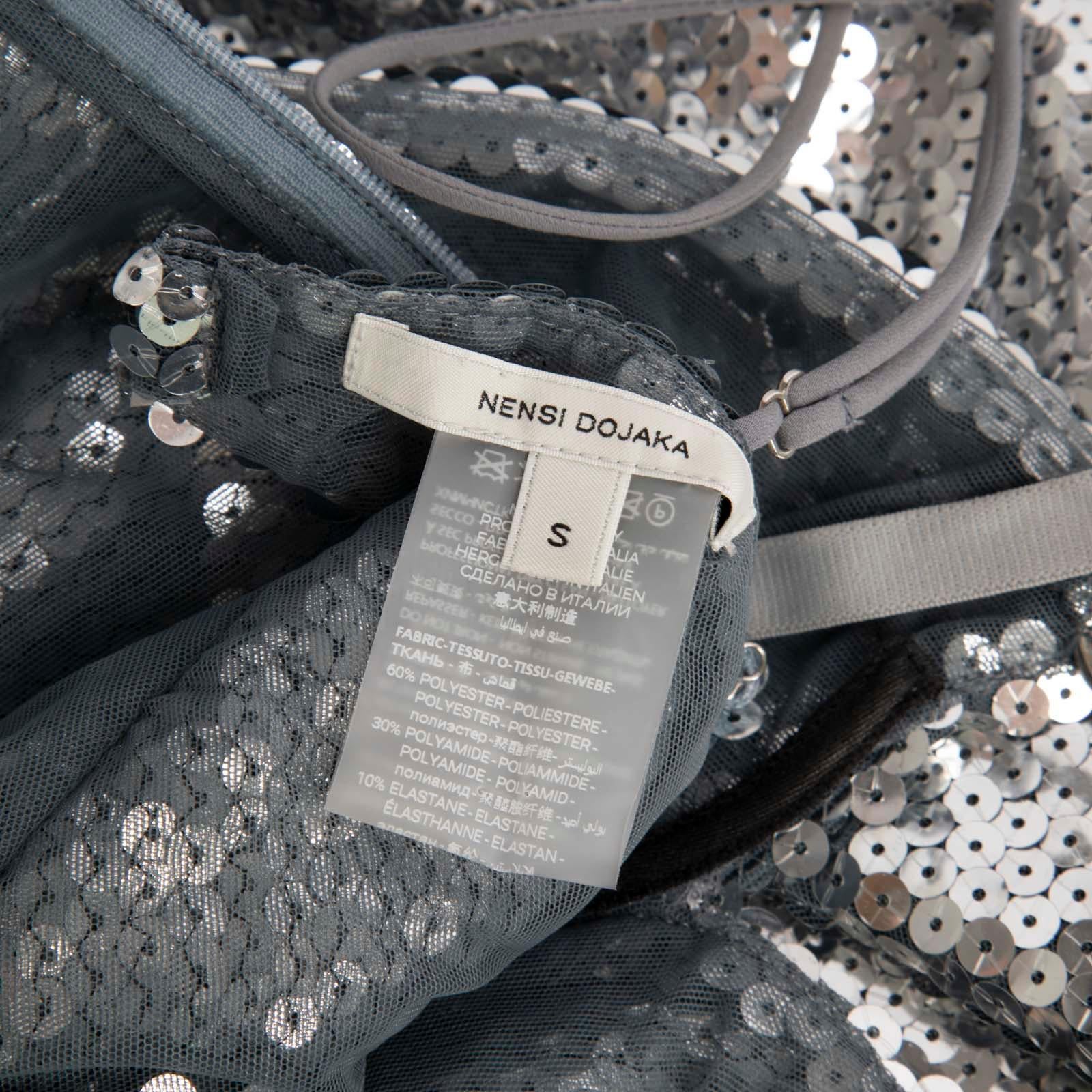 Nensi Dojaka - Top con paillettes impreziosito da ritagli in argento - taglia S in vendita 1