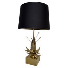 Nenuphar Bronze and Brass Table Lamp Attributed to Maison Charles. Circa 1970