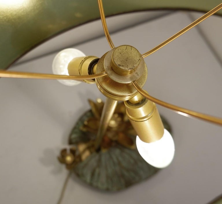 20th Century Nenuphar French Table Lamp in Brass and Bronze by Maison Charles, 1960s  For Sale
