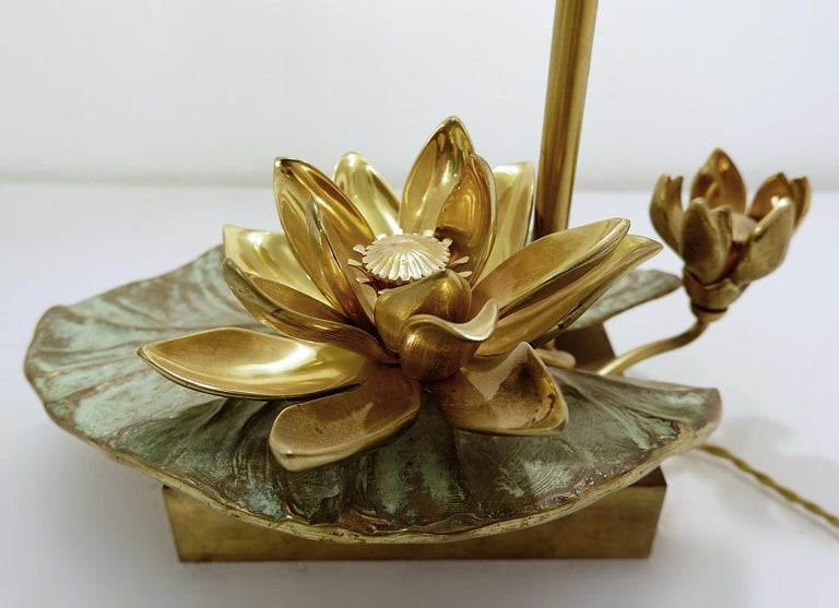 Nenuphar French Table Lamp in Brass and Bronze by Maison Charles, 1960s  For Sale 2