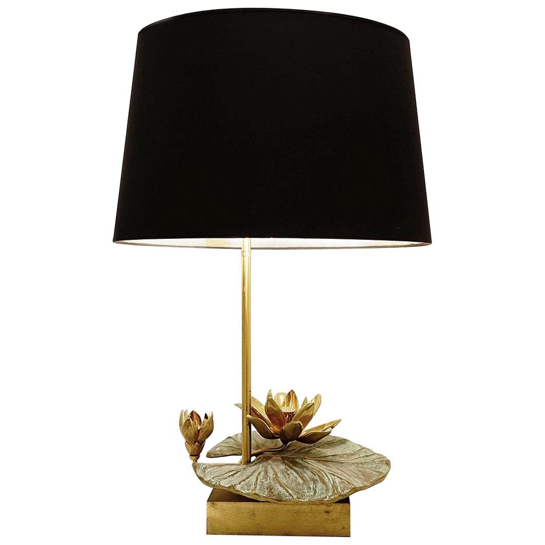 Nenuphar French Table Lamp in Brass and Bronze by Maison Charles, 1960s 