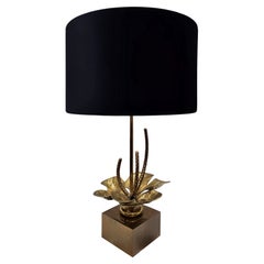 Nenuphar Lilly Table Lamp in Bronze and Brass by Maison Charles, France 1960s