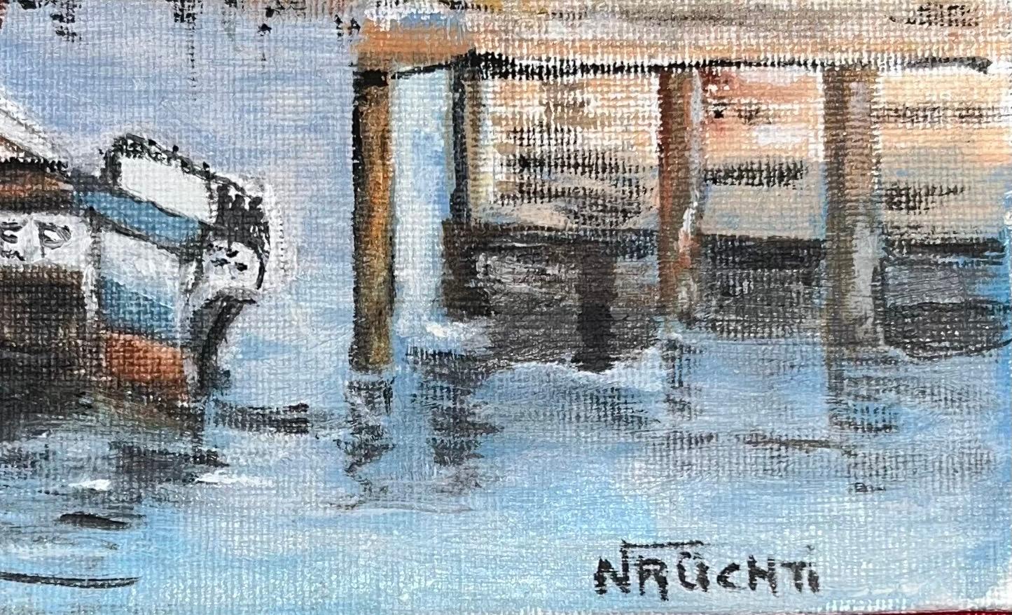 Il Nettuno di Neny Rüchti - Olio su cartone 28x22cm in vendita 4
