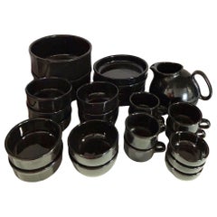 Neo Art Deco Black Bowl & Coffee Mug 26 Piece Serverware Set by Waechtersbach