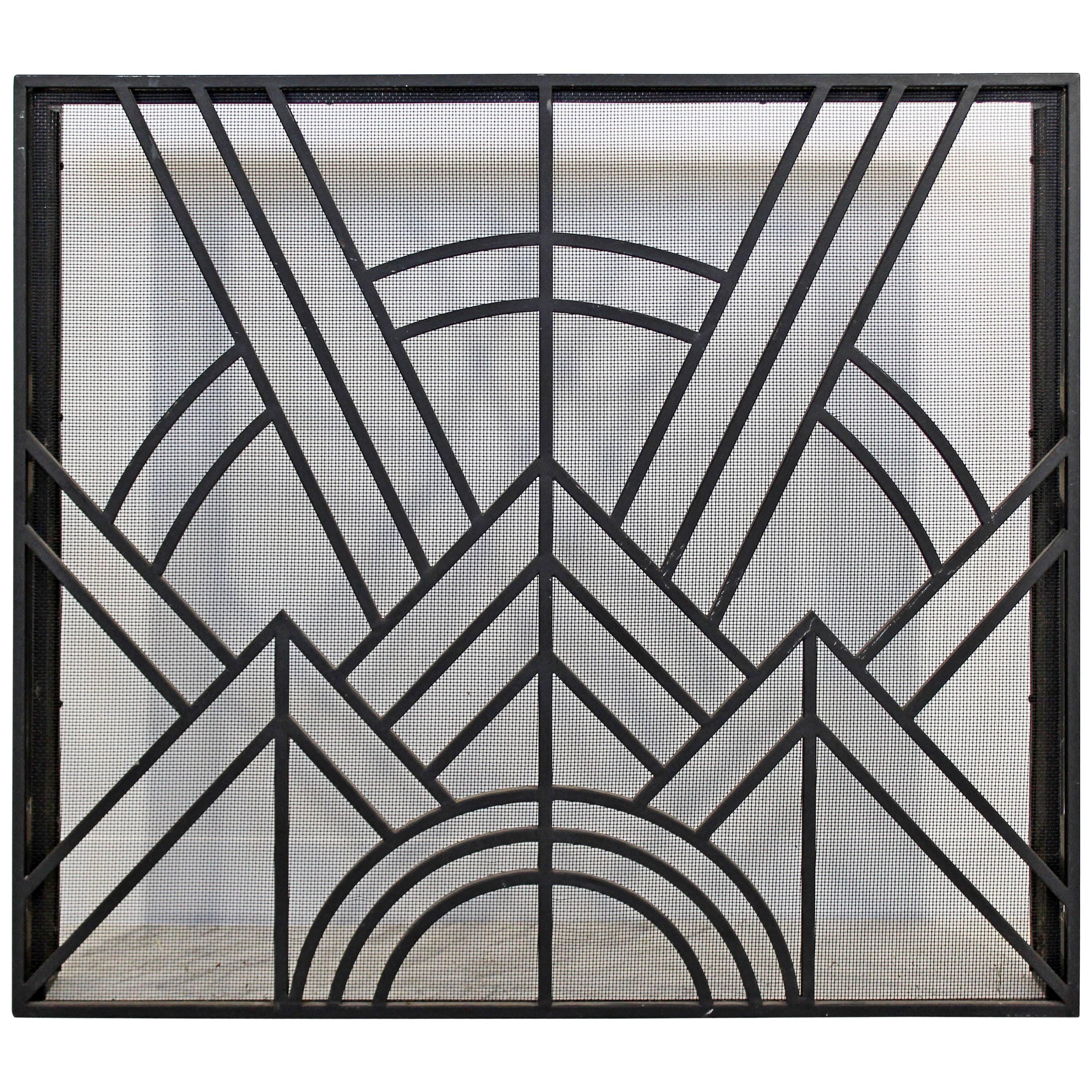 Neo Art Deco Schmiedeeisen Metall Kaminschirm