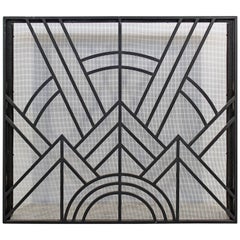 Vintage Neo Art Deco Wrought Iron Metal Fireplace Screen