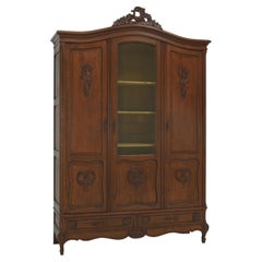 Neo-Baroque Bücherregal / Vitrinenschrank aus massiver Eiche, 1920